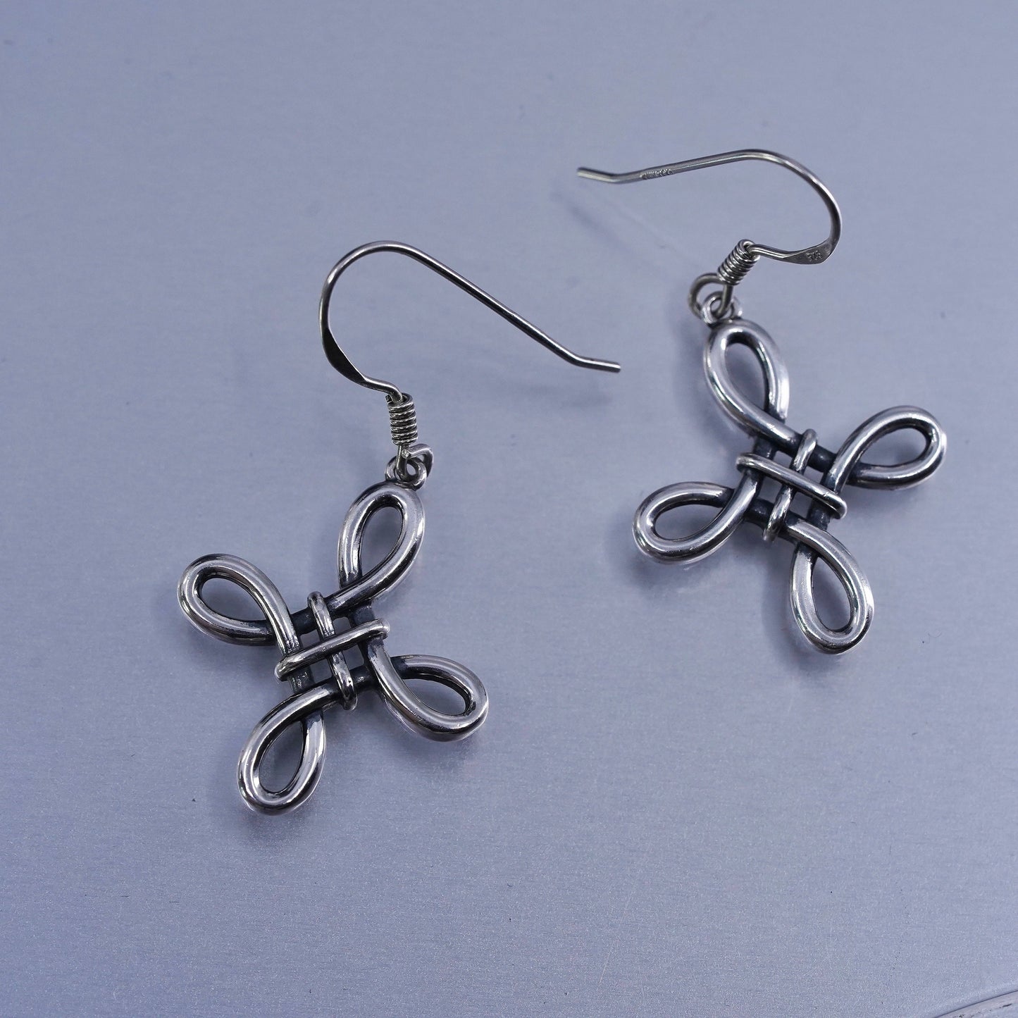 Vintage Irish Sterling 925 silver handmade filigree Celtic knot earrings