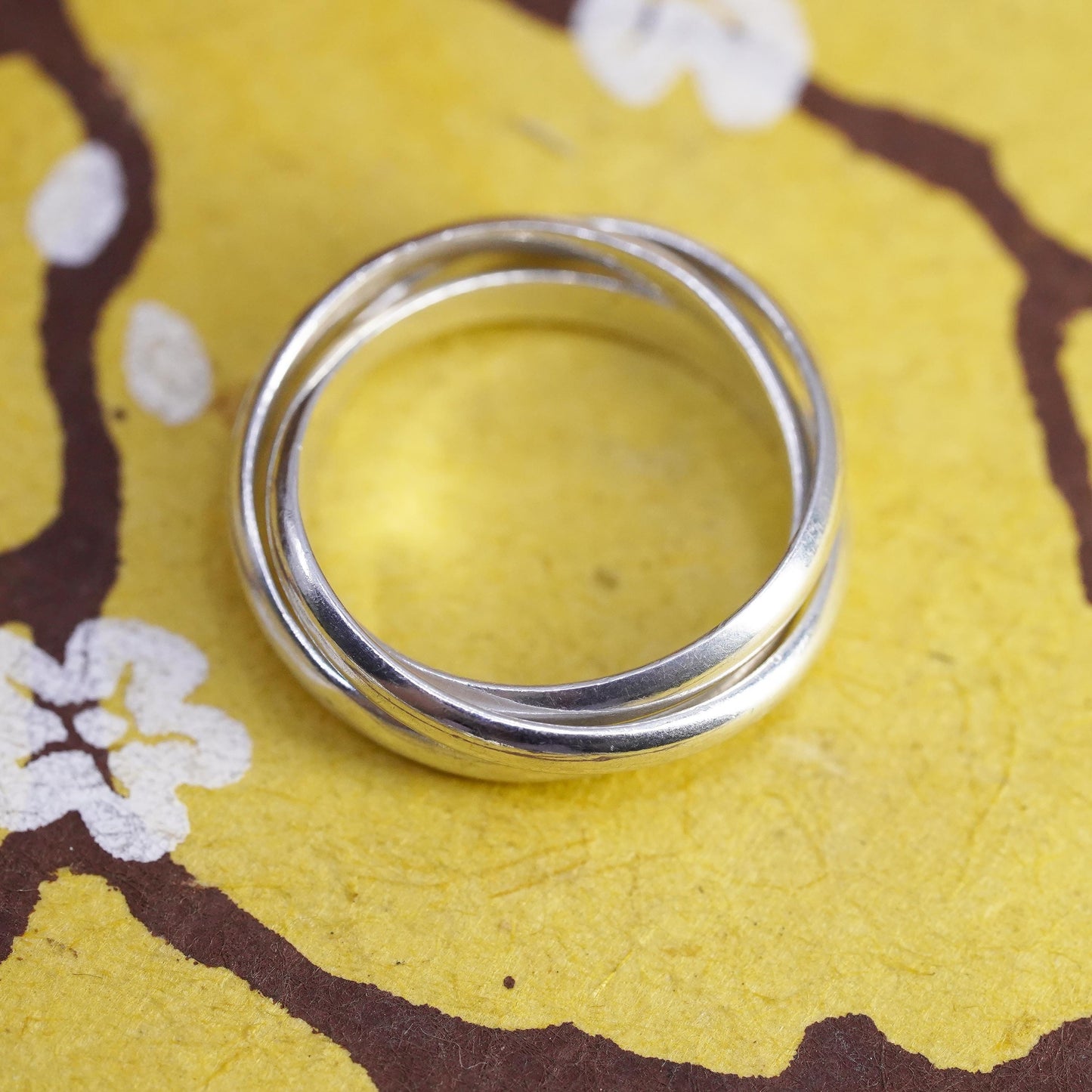 size 6, vintage Sterling silver handmade ring, 925 entwined band