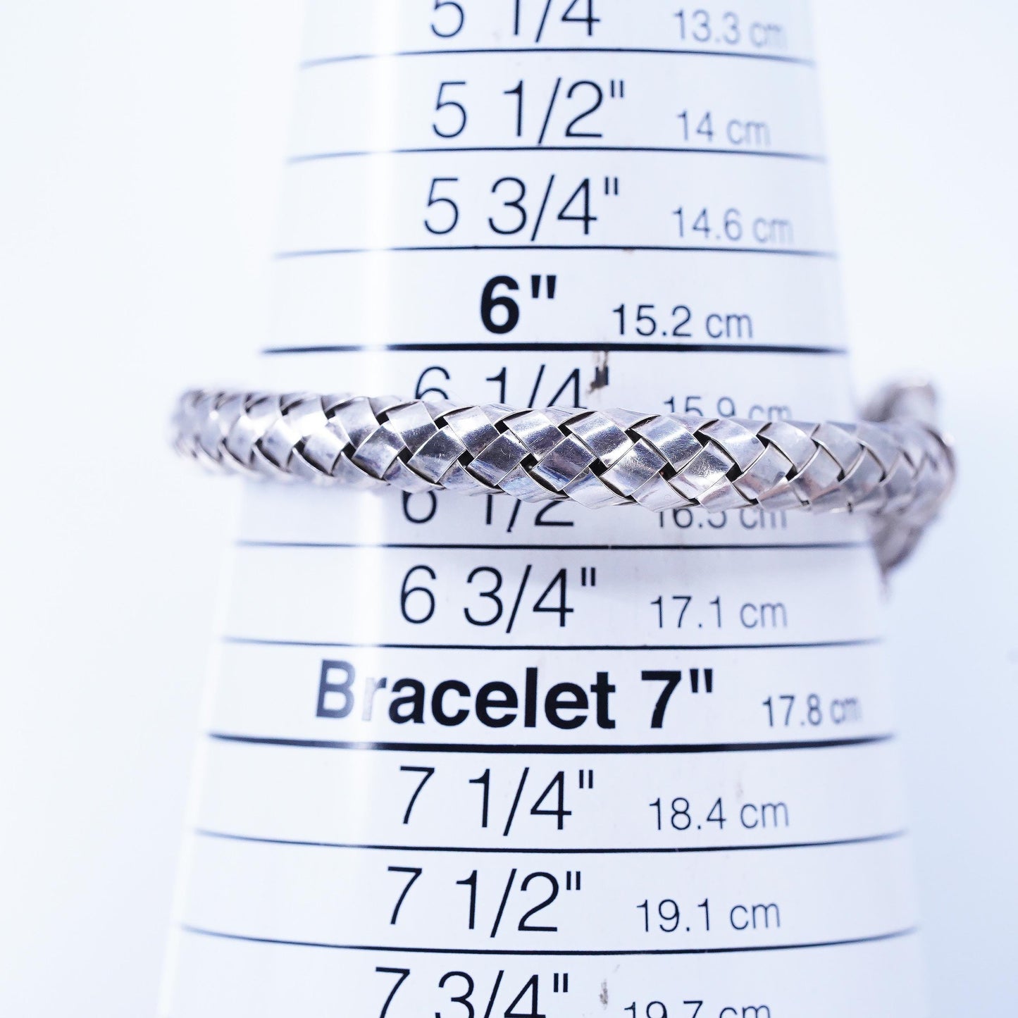 6.5" 925 Sterling Silver Woven Chain Bracelet, Basket Weave Bracelet, Italian