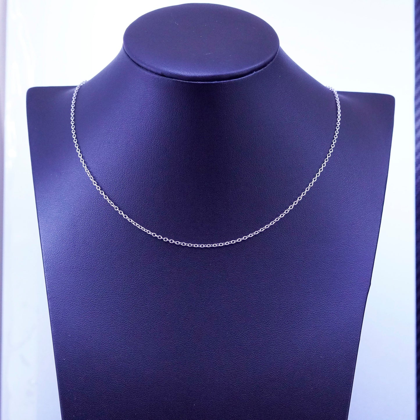 18+2”, 1mm, vintage Sterling silver necklace, 925 circle chain