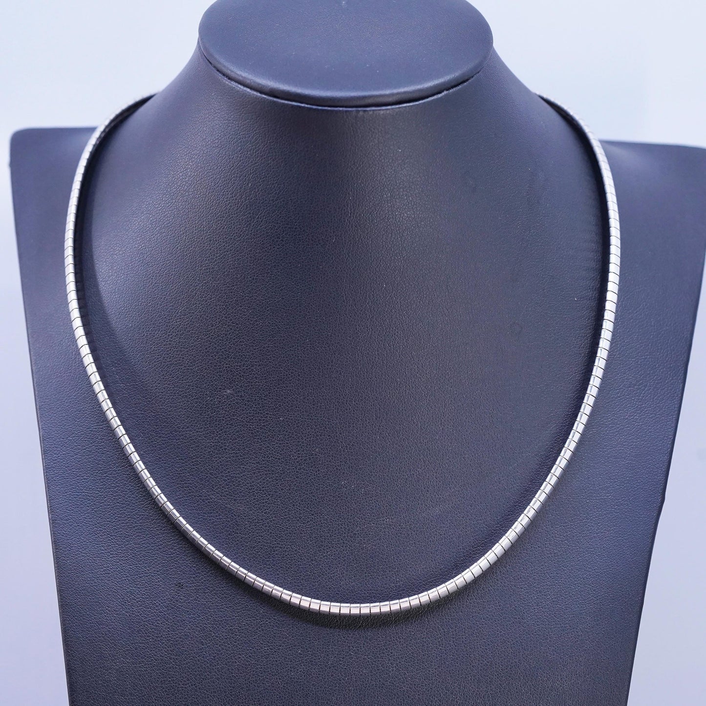 18", vintage Italian Sterling silver handmade necklace, 925 silver omega chain
