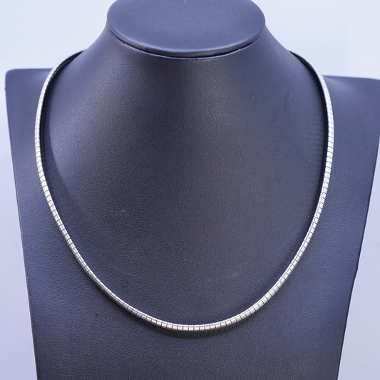 18", vintage Italian Sterling silver handmade necklace, 925 silver omega chain