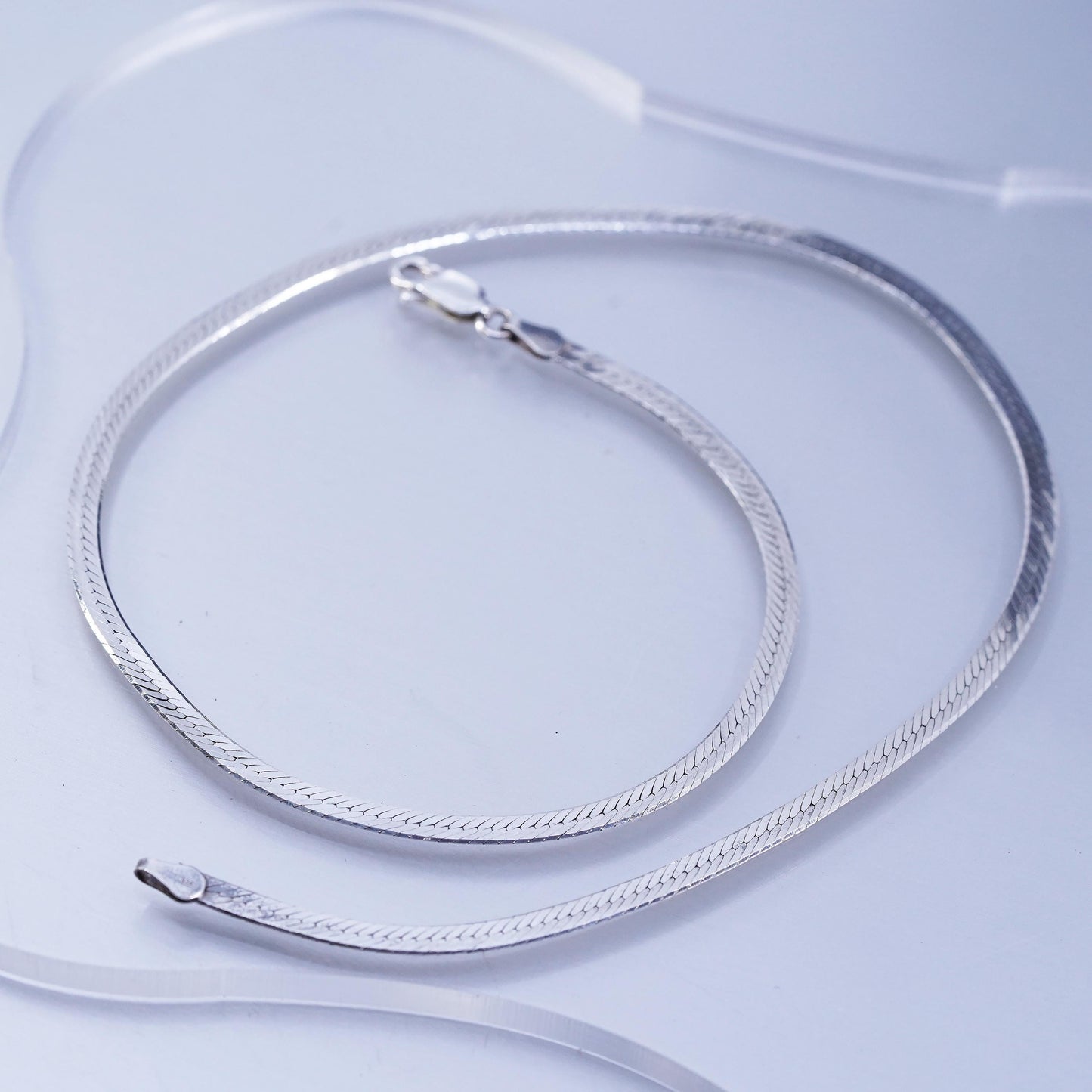 16” 3mm, vintage Italy Sterling 925 silver herringbone chain necklace