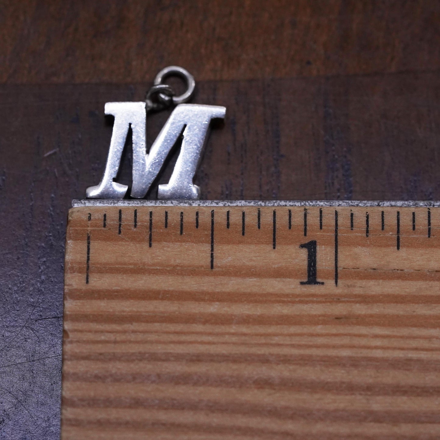 Vintage sterling silver handmade pendant, 925 charm engraved letter “M”