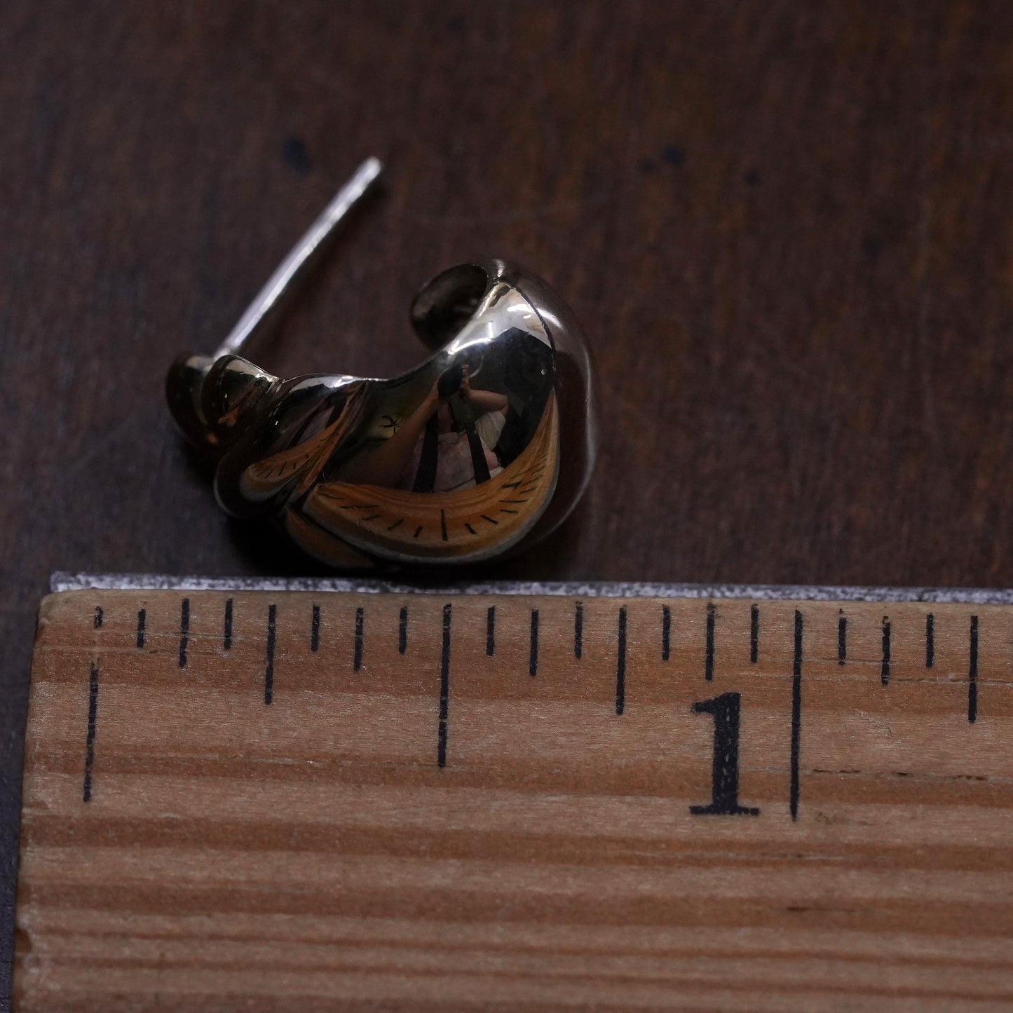 Vintage handmade single earring. Sterling 925 silver stud