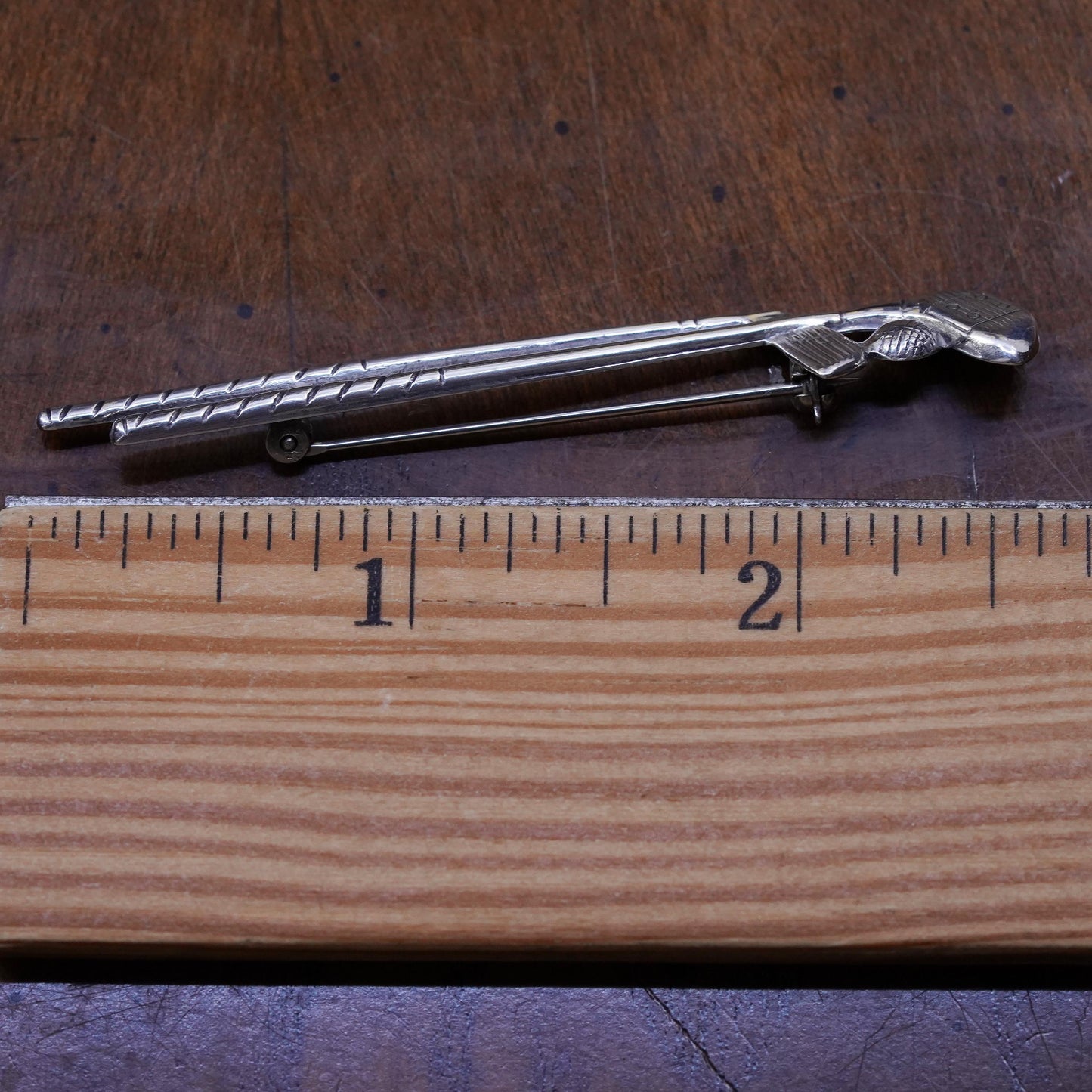 Vintage Mexico sterling silver golf clubs with ball pendant brooch