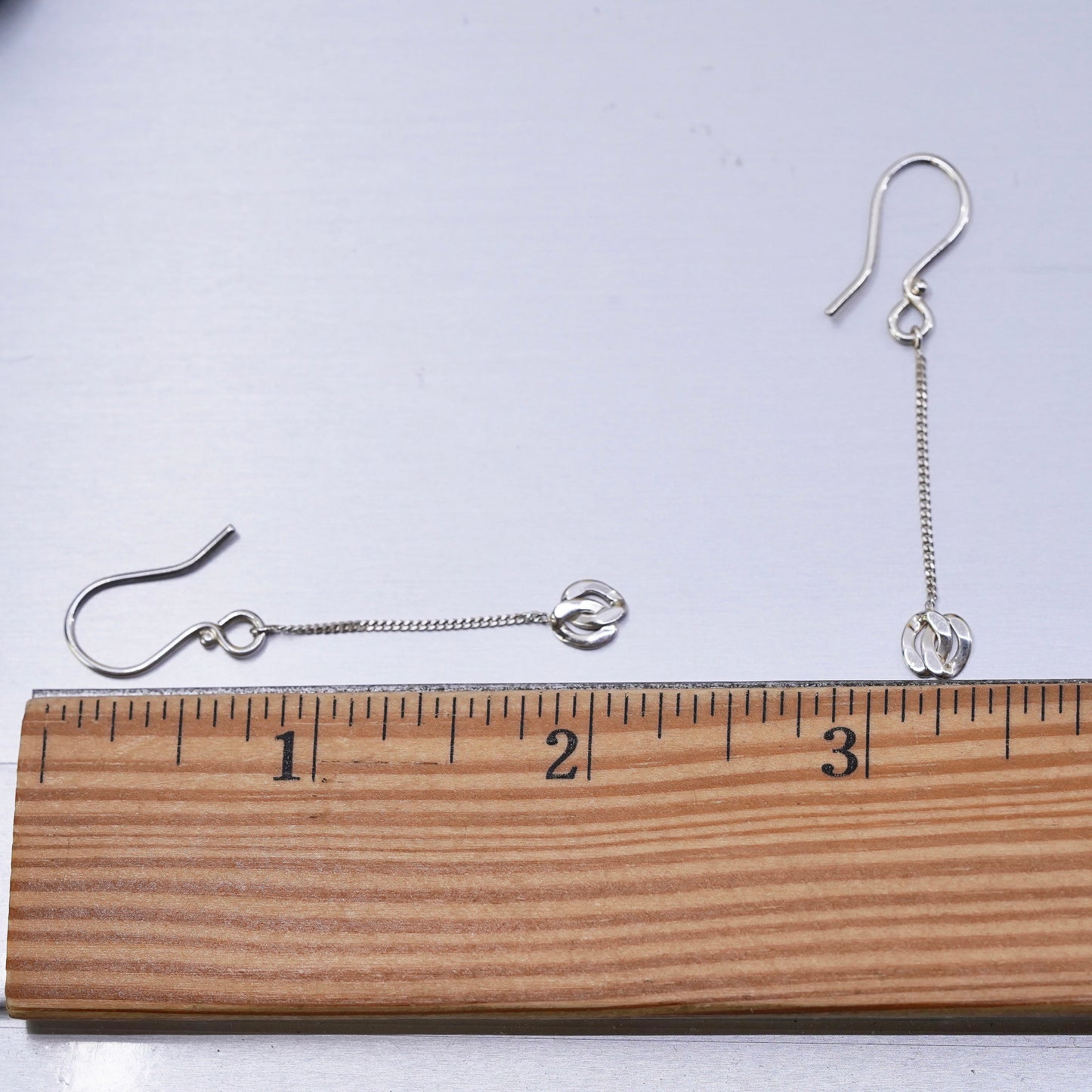 Vintage Sterling silver Handmade earrings, 925 curb chain dangles