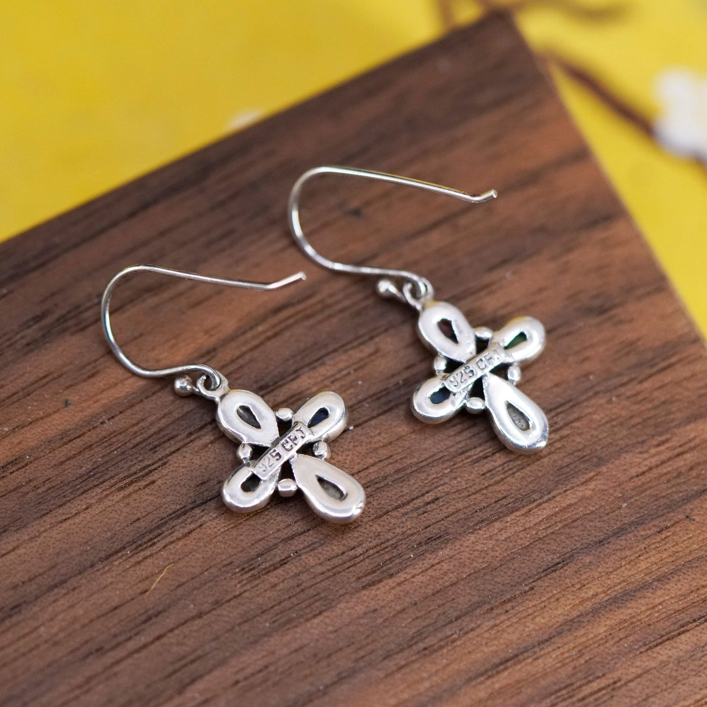 southwestern Sterling 925 silver handmade cross earrings with turquoise coral
