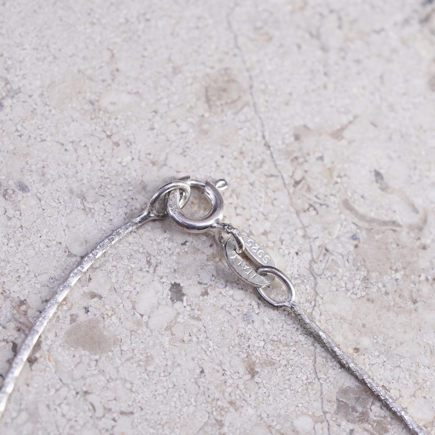 18" 1mm, vintage Italian Sterling silver textured snake chain, 925 necklace