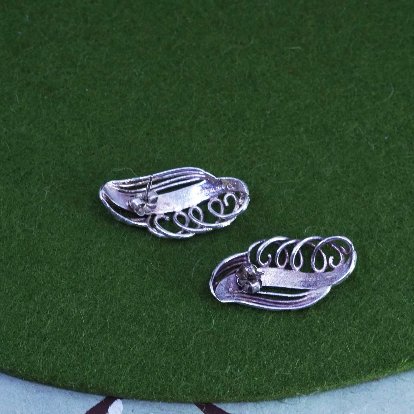 Vintage southwestern Sterling silver handmade earrings, 925 filigree studs