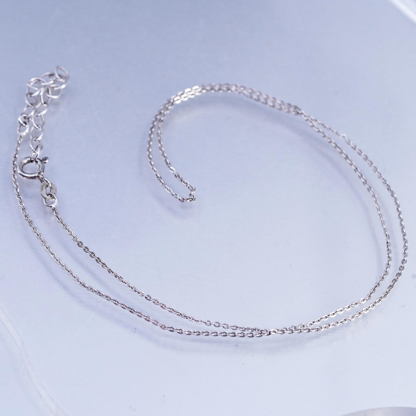 16+2" 1mm, vintage Sterling 925 silver circle chain necklace