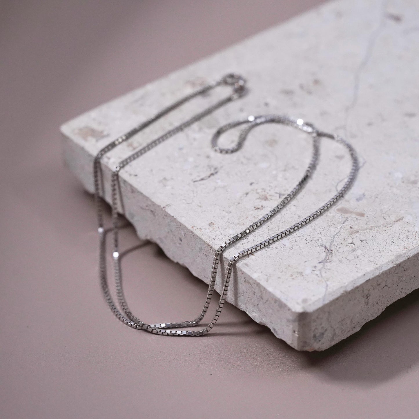 20", 1mm, vintage Sterling silver necklace, 925 box chain