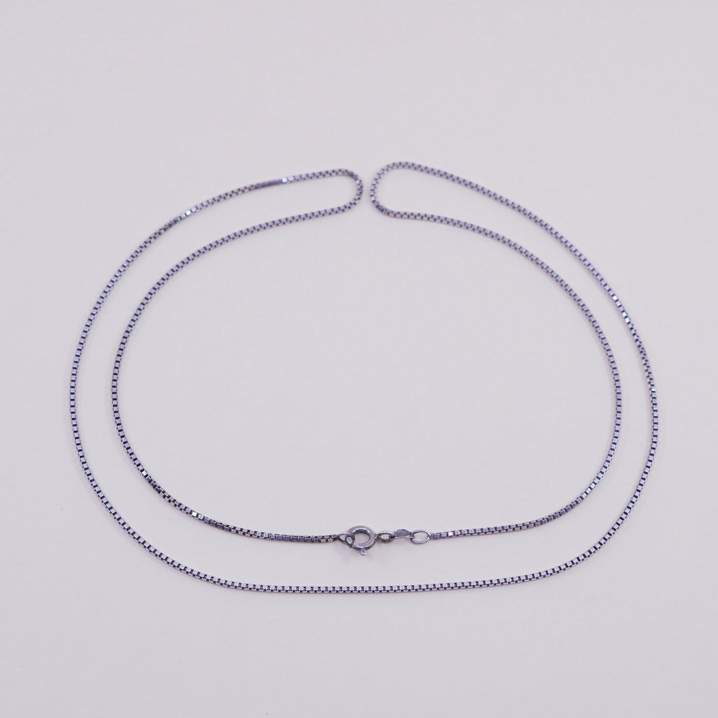 24”, 1mm, Vintage Italian sterling 925 silver box chain, made in Italy chain, stamped 925