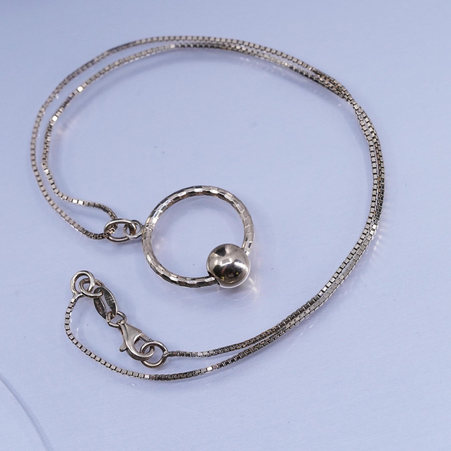 16”, vermeil gold Sterling 925 silver chain necklace hammered circle pendant