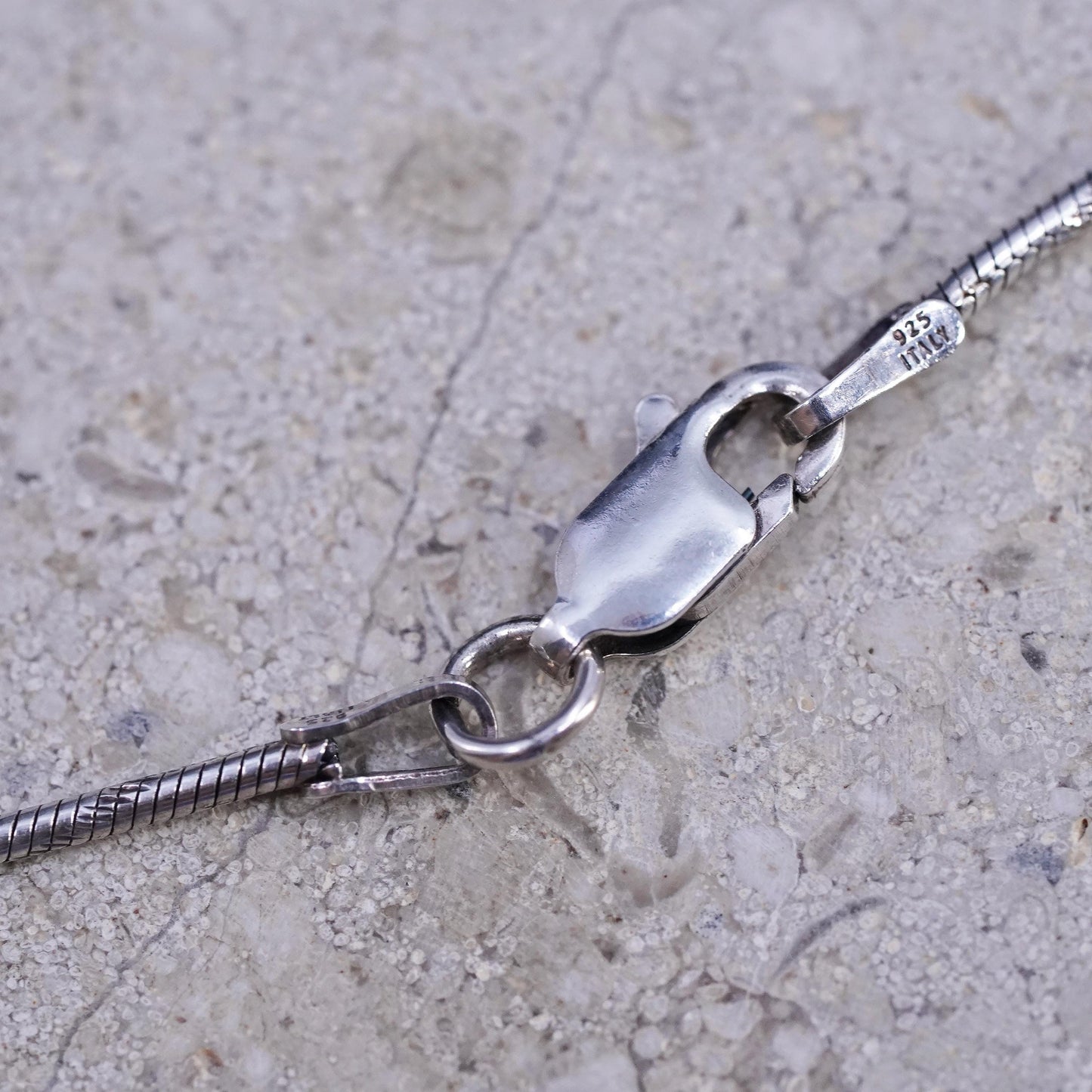 18" 1mm, vintage Italian Sterling silver textured snake chain, 925 necklace