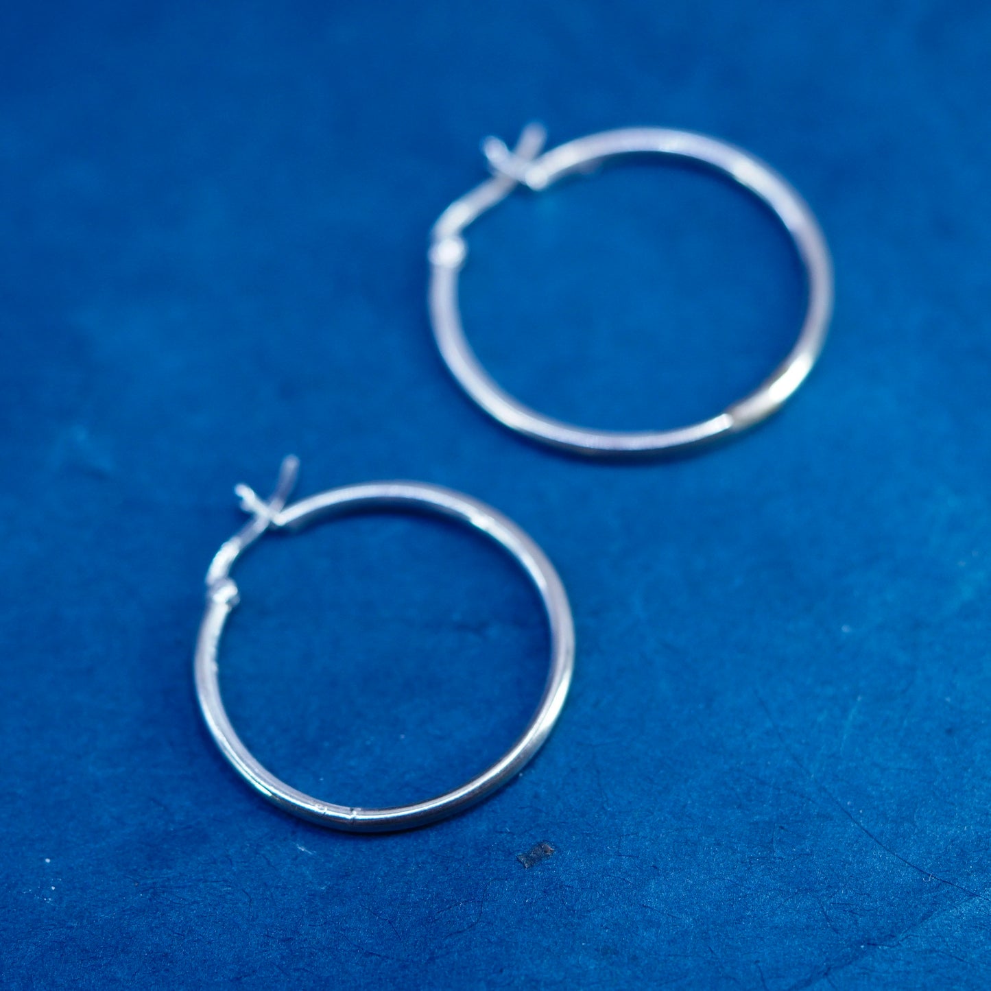 1.25”, vintage Sterling silver handmade hoop earrings, 925 huggie