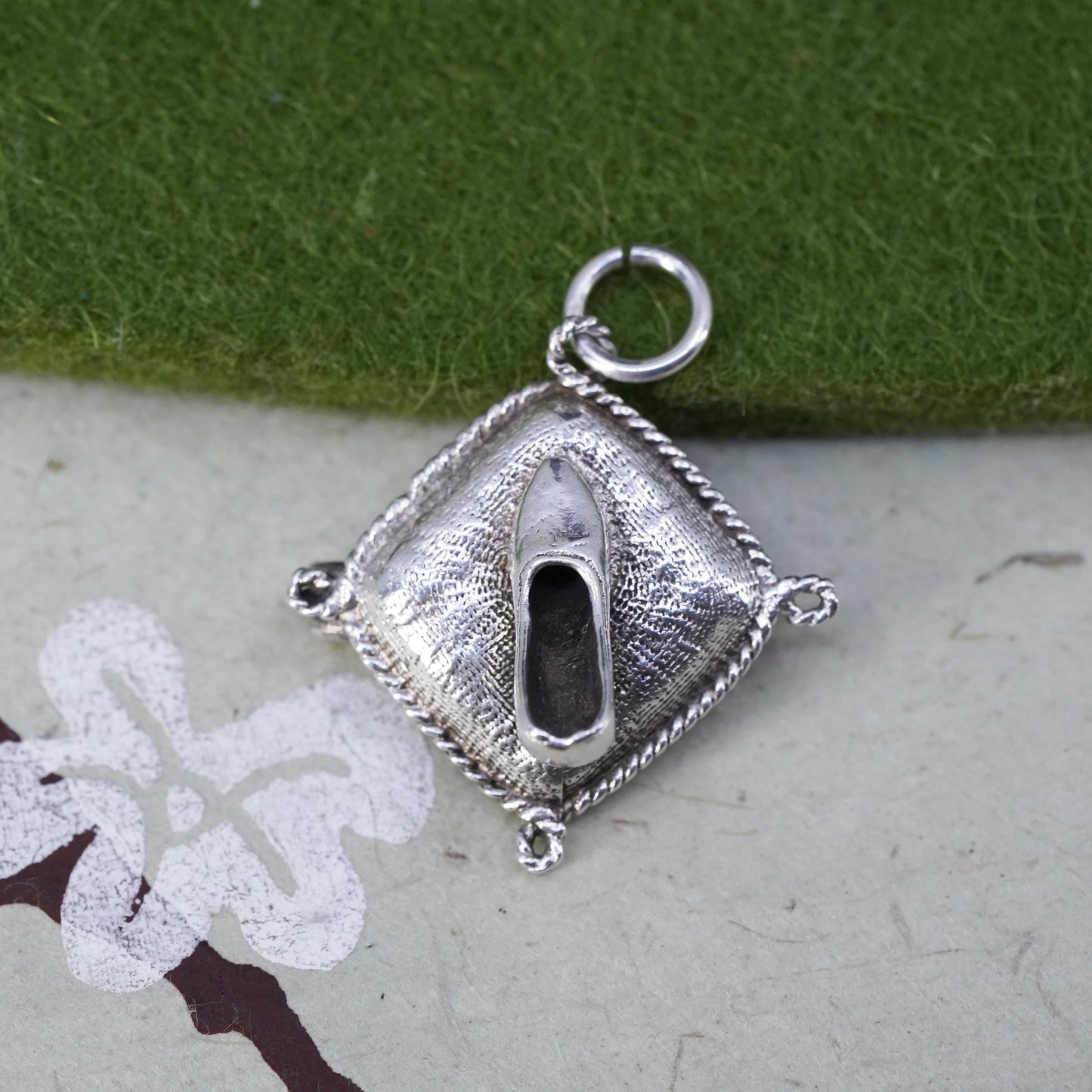 Vintage sterling silver handmade pendant, 925 Cinderella crystal heal charm