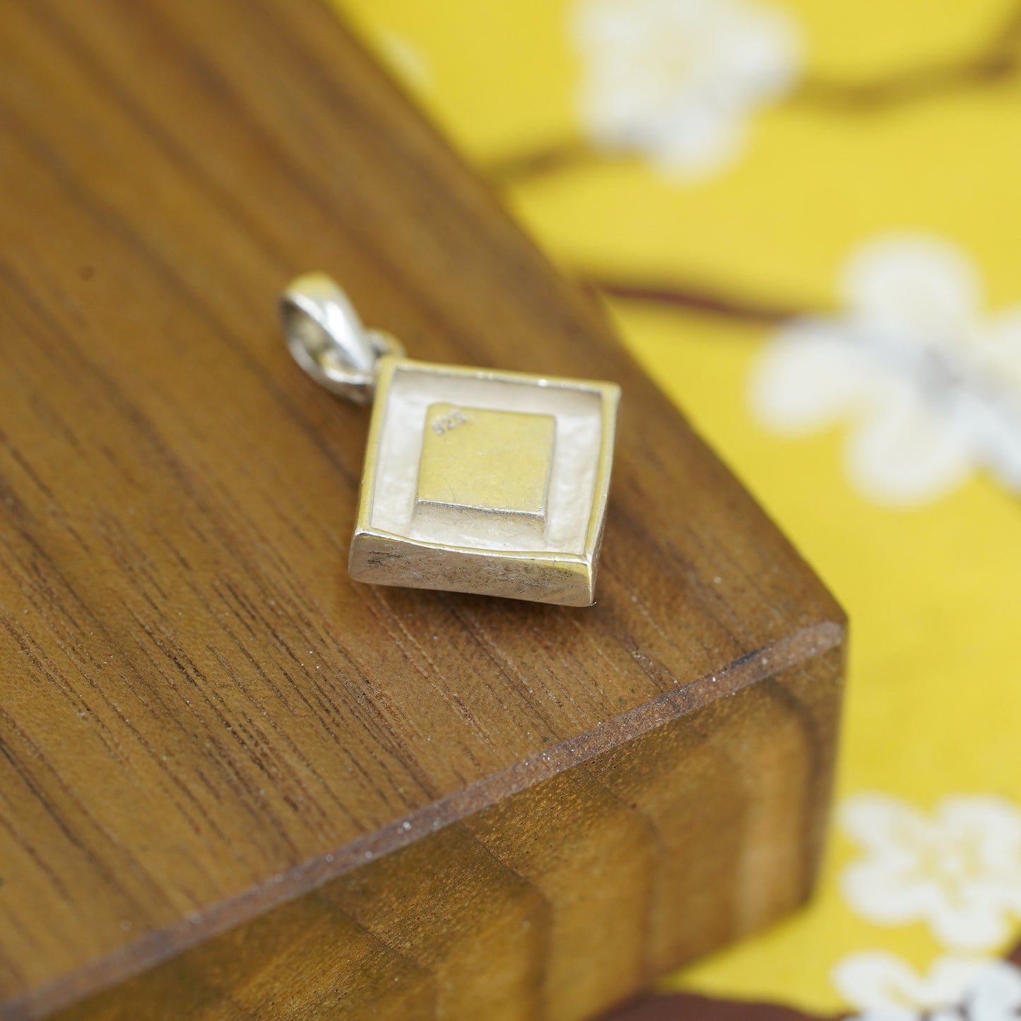 Vintage Sterling silver 925 pendant with blue topaz, stamped 925, cute