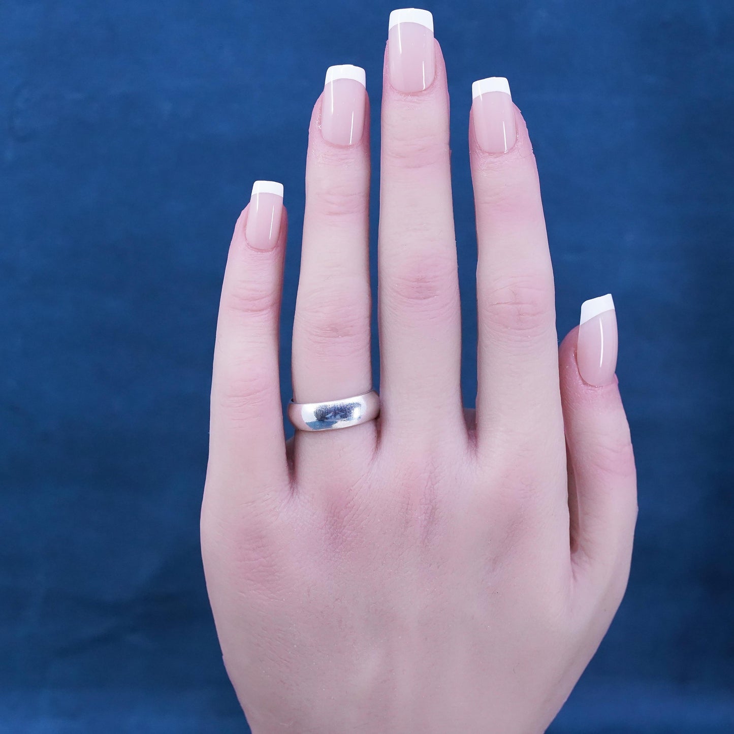 Size 7, vintage Sterling silver handmade ring, 925 wedding band