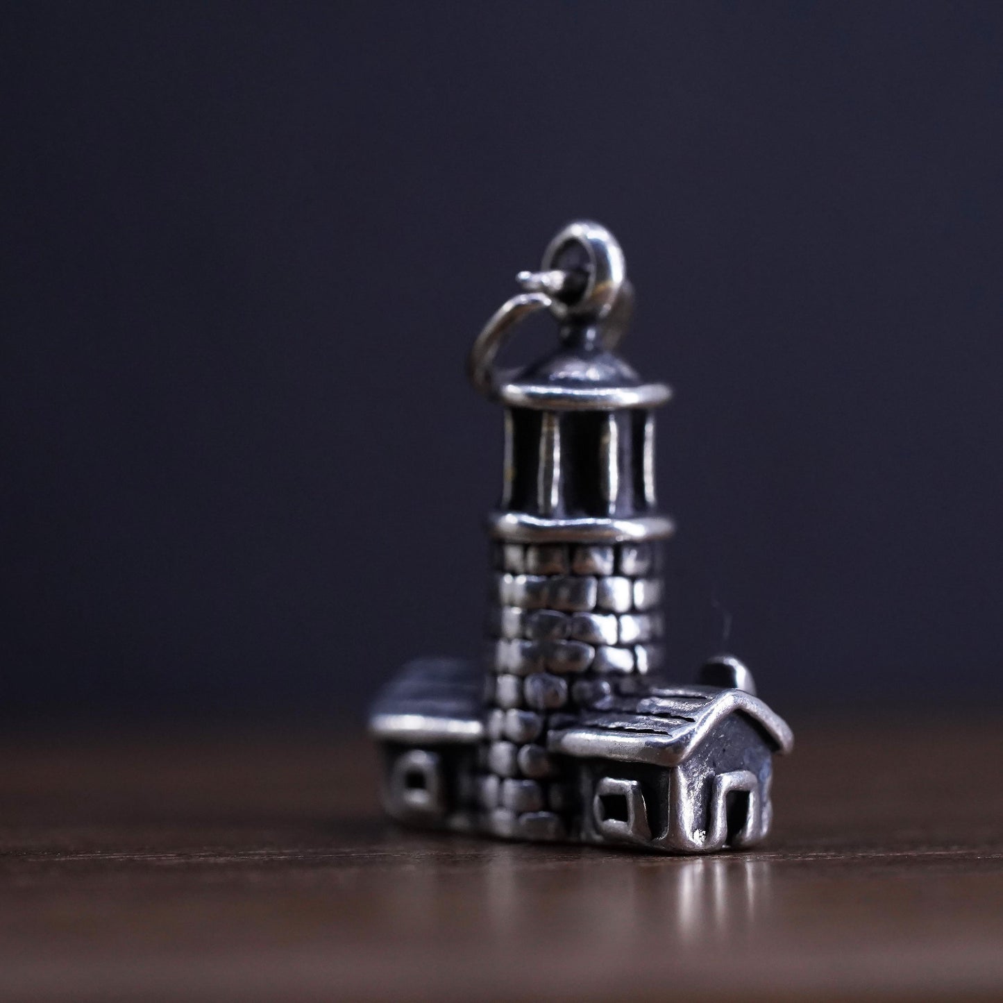 Vintage Sterling silver lighthouse charm, 925 silver pendant