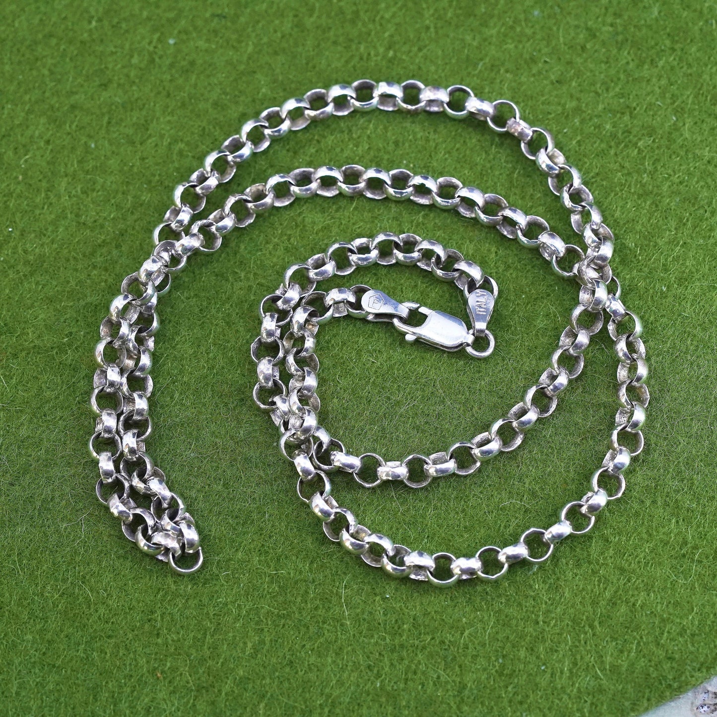 20" 5mm, vintage sterling silver handmade necklace, 925 bold circle link chain