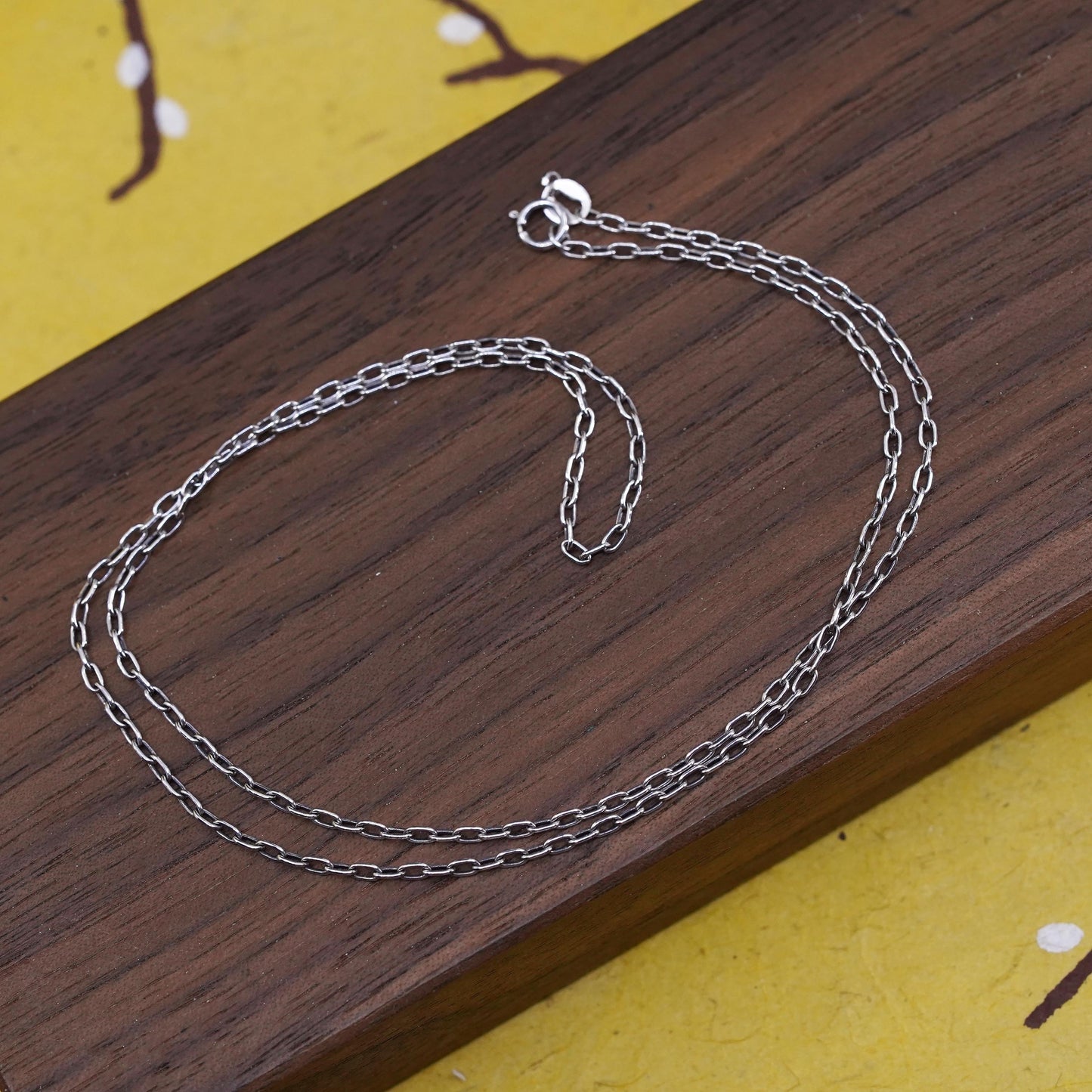 18" 1.6mm, vintage Sterling silver necklace, 925 oval link chain