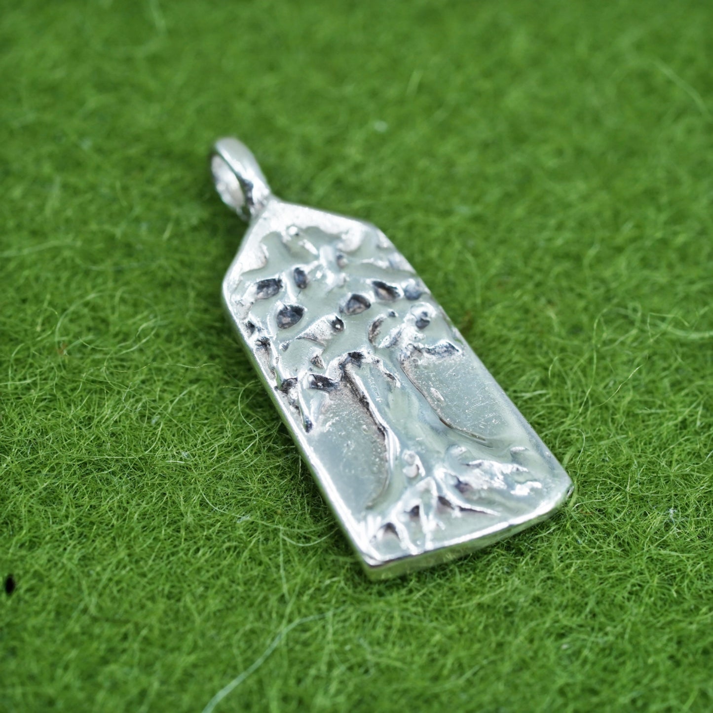Vintage Sterling silver handmade pendant, 925 tag embossed tree