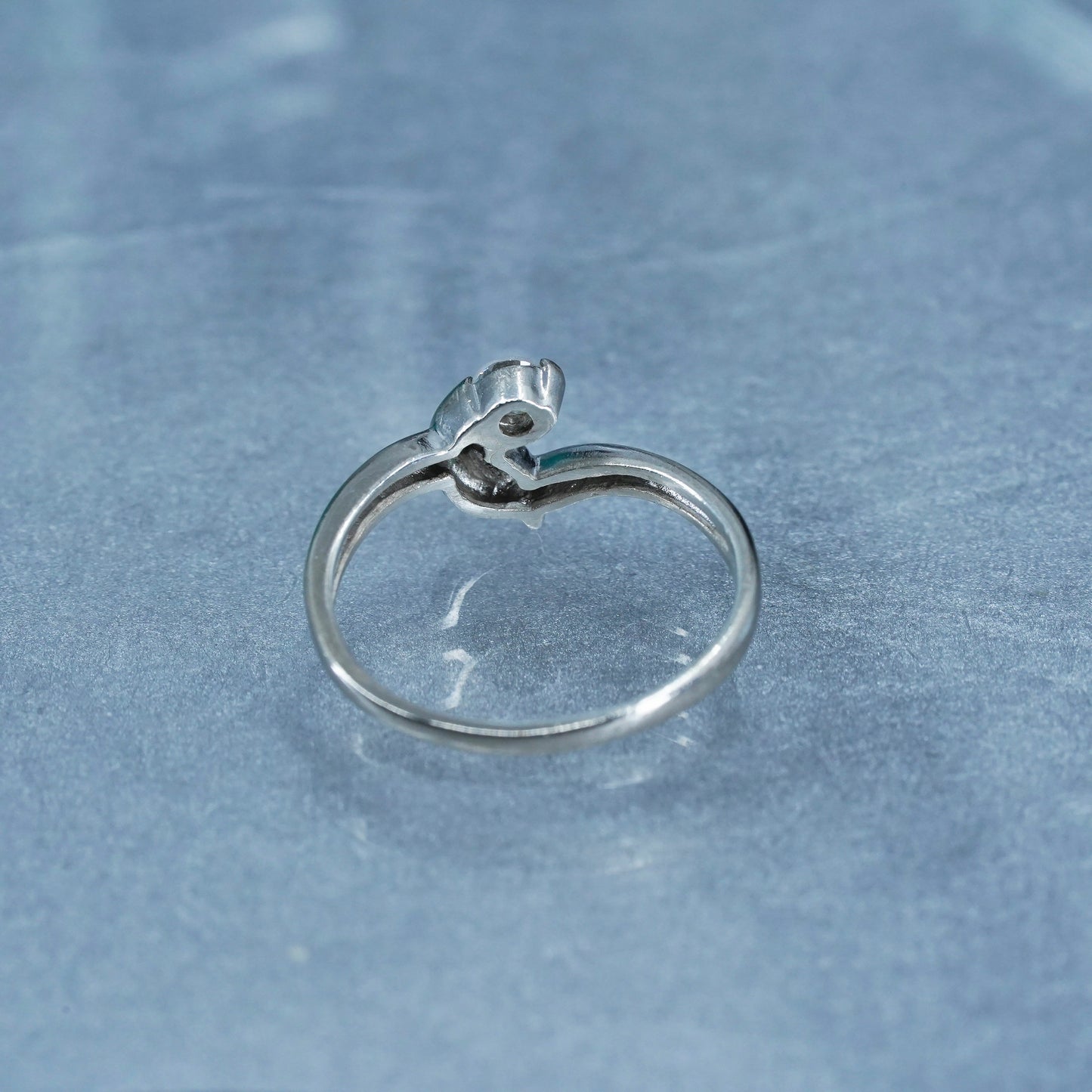 Size 6.25, vintage Sterling 925 silver handmade engagement ring with Cz