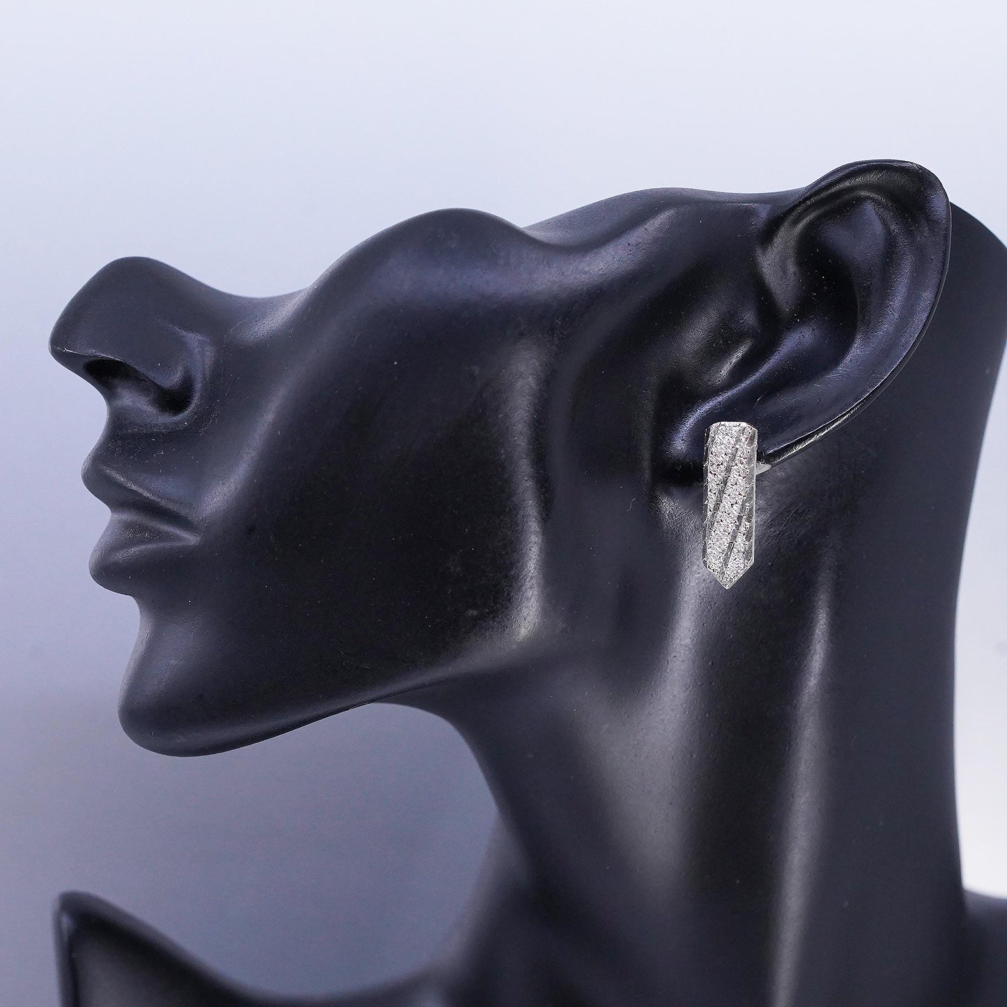 Vintage Sterling 925 silver handmade textured chain earrings