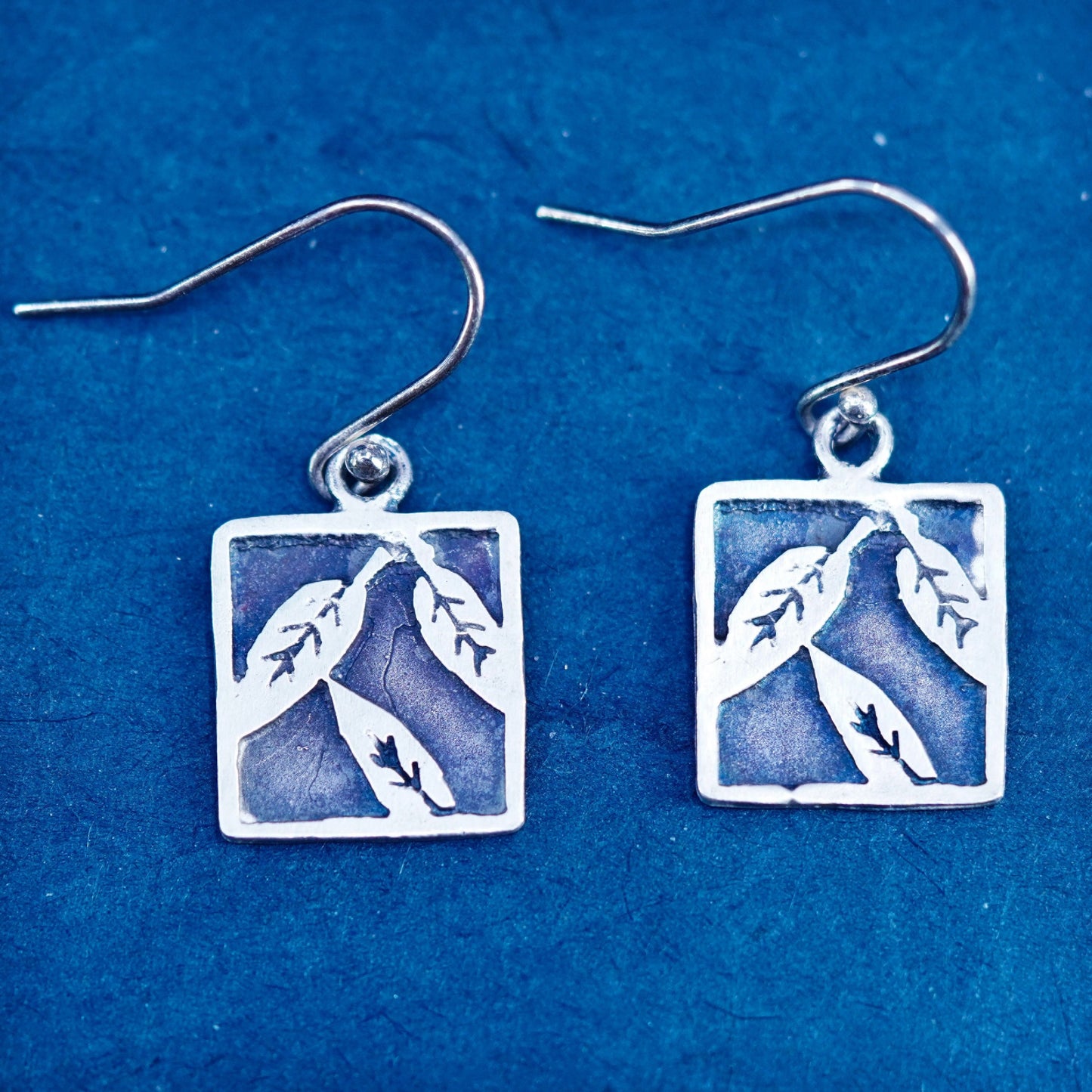 Kevin N Anna Tree of Life Dangle Earrings Oxidized square 950 Sterling Silver
