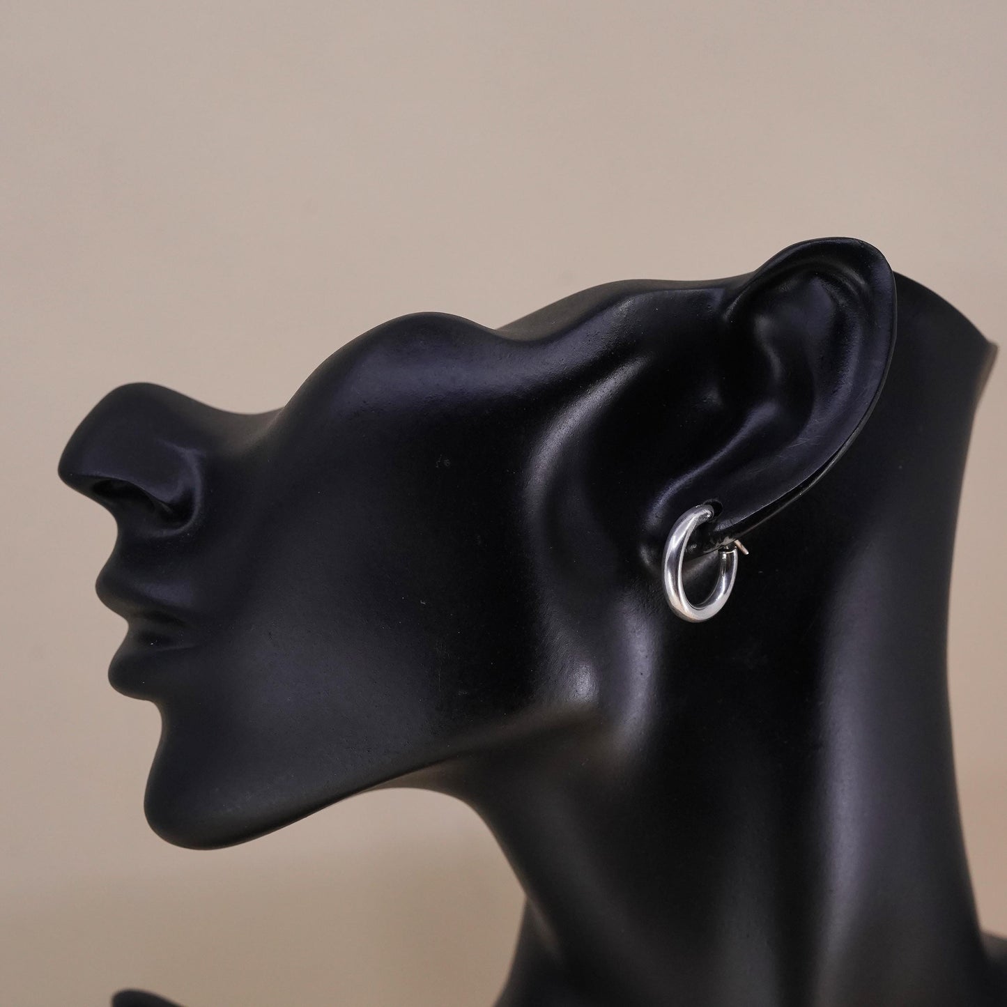 0.75", Vintage sterling silver loop single earring, fashion primitive hoop