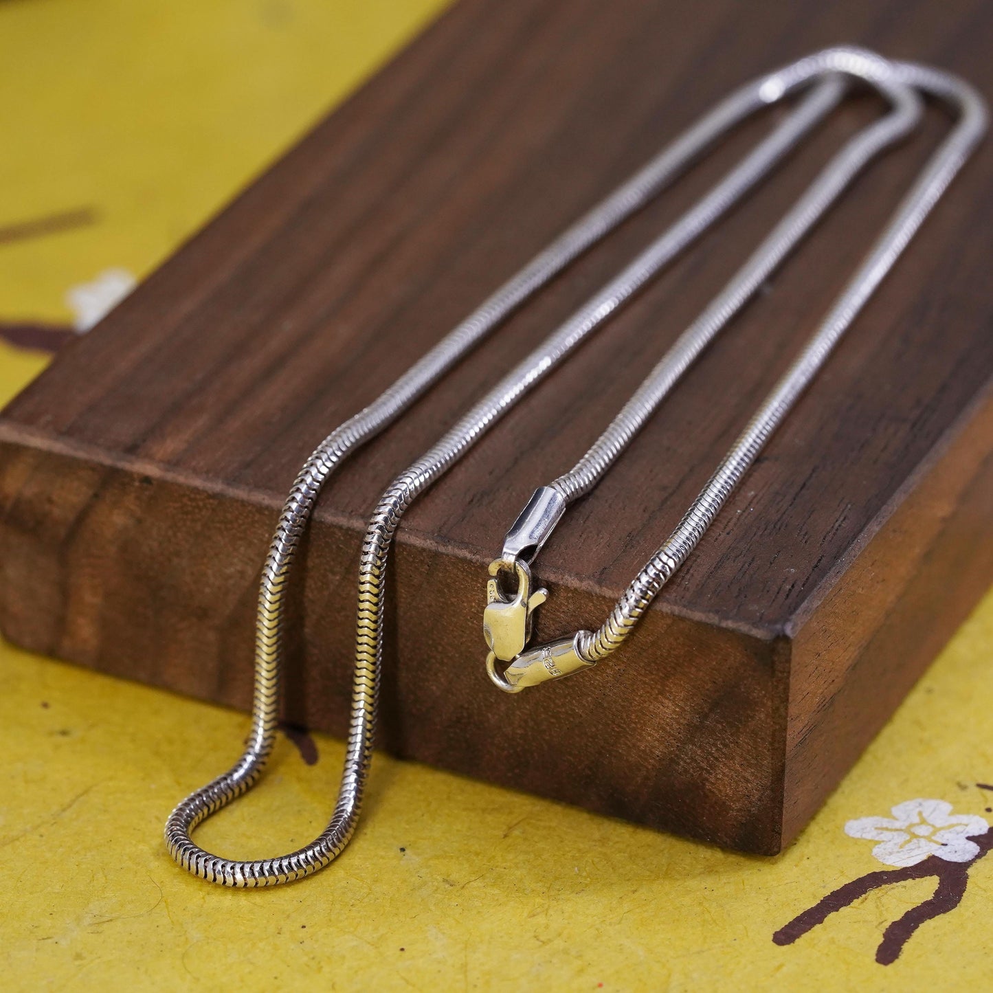 18”, 2mm, vintage sterling silver snake chain, Italy 925 silver necklace