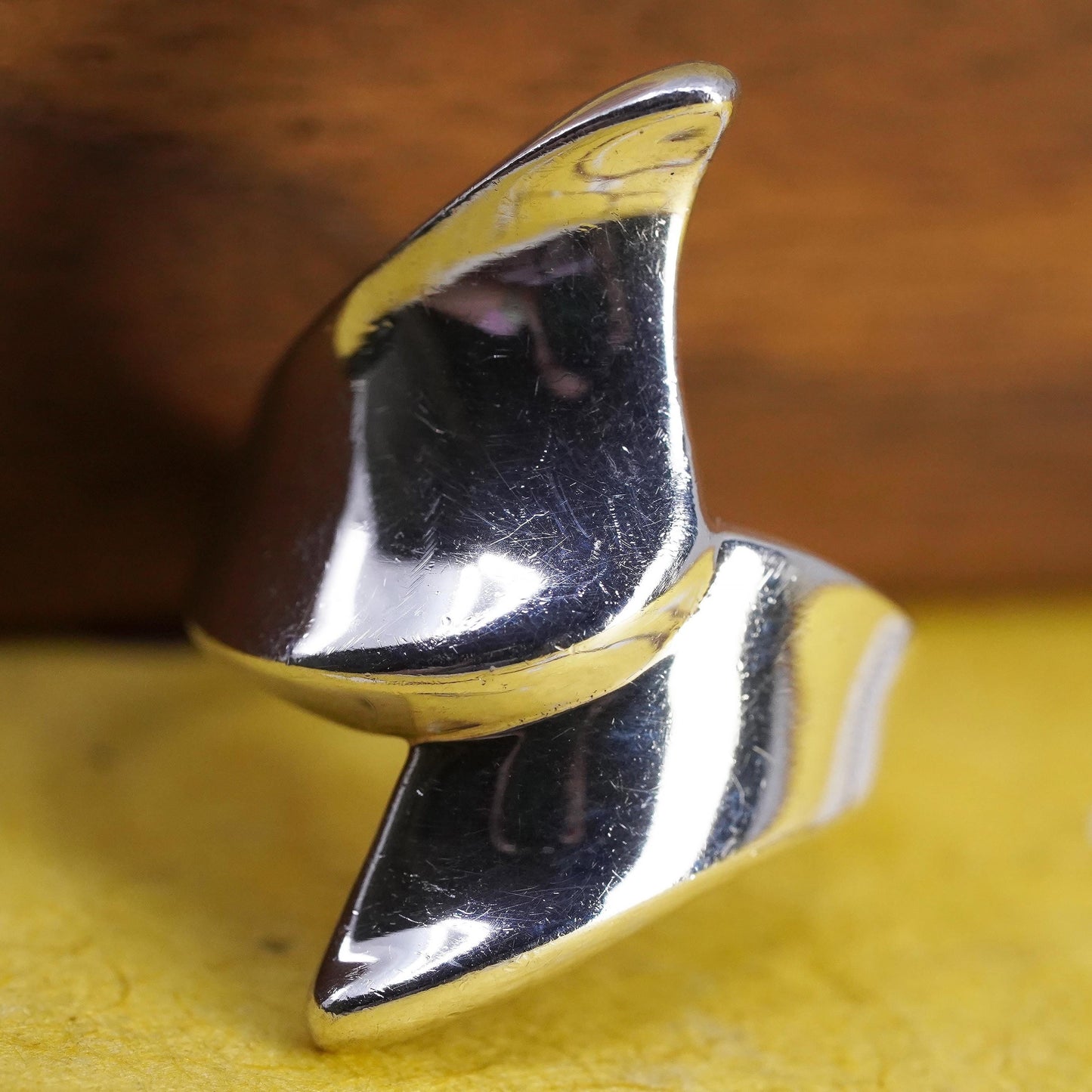 Size 6, vintage Sterling silver handmade ring, Modern 925 wavy band