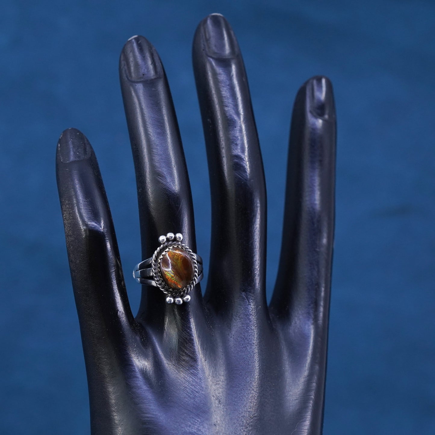 Size 6, Native American Richard Begay sterling 925 silver handmade ring abalone