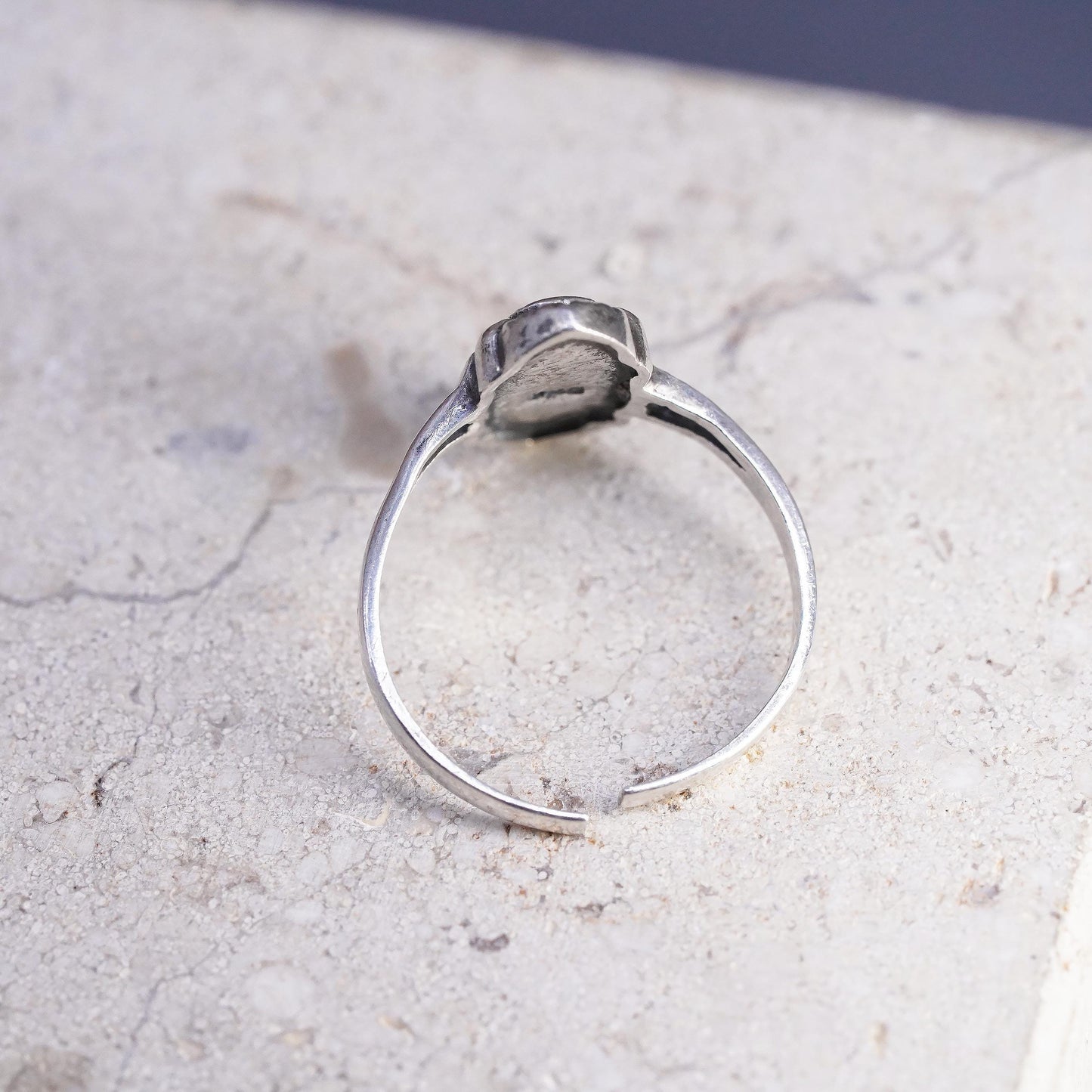 Size adjustable, vintage Sterling 925 silver handmade ring with turquoise