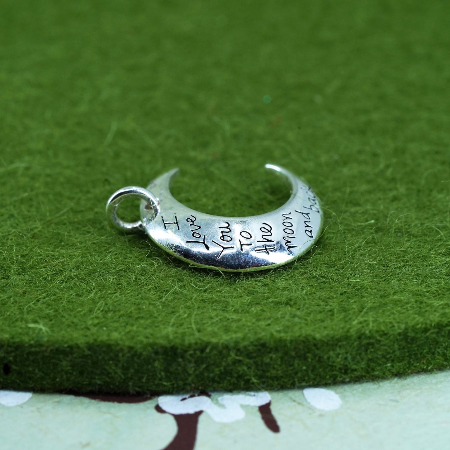 Sterling silver charm, 925 pendant engraved “I love you to the moon & back”