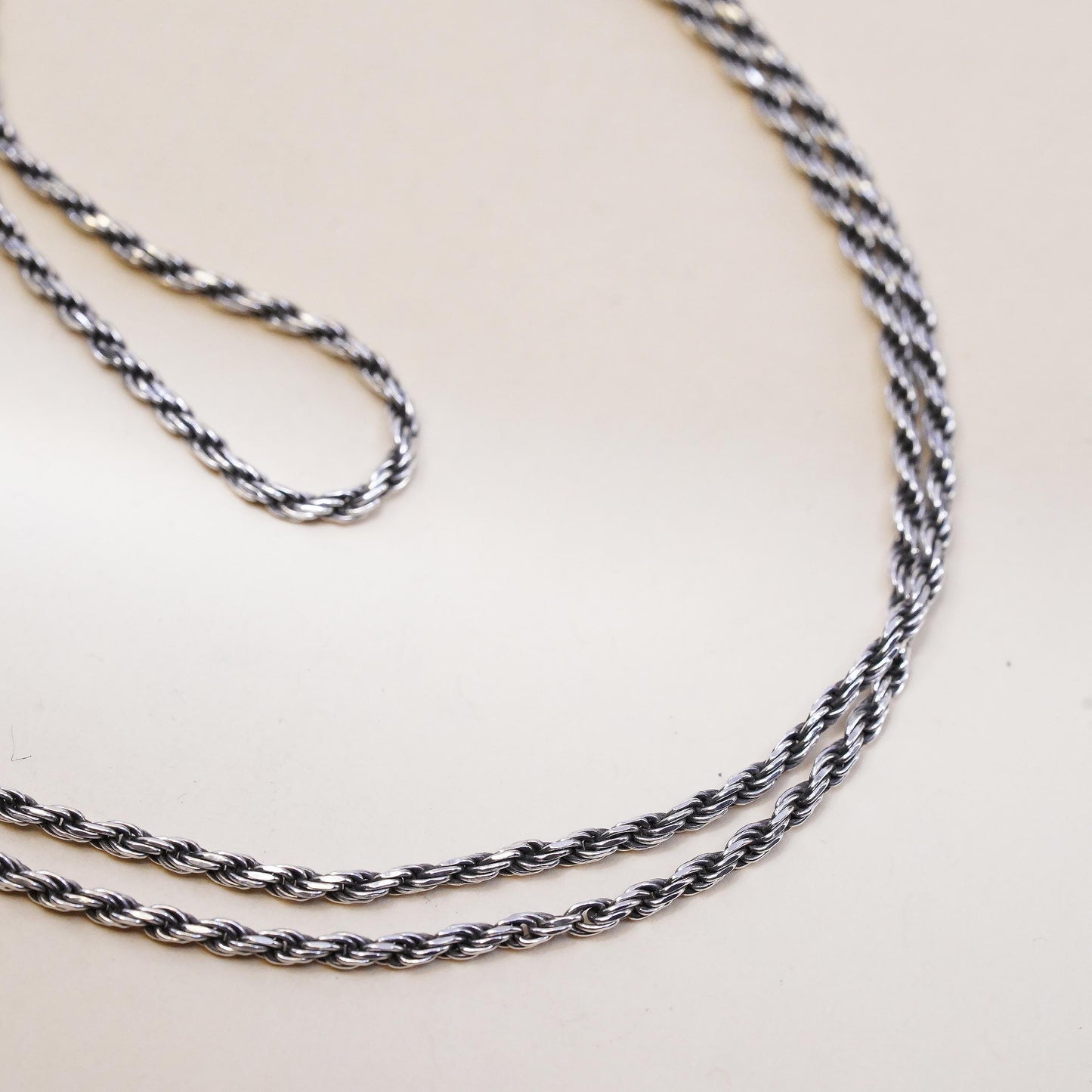 18" 2mm, vintage Sterling silver necklace, 925 circle chain