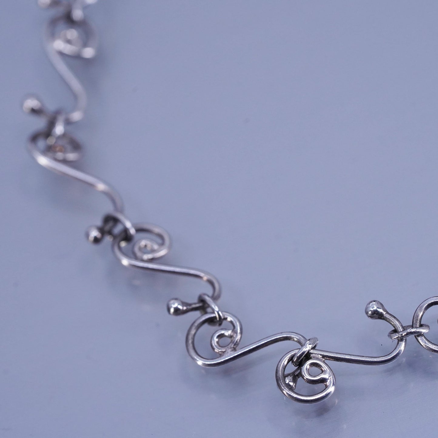 Silpada A0823 Sterling Silver 925 Heart Swirling Link Chain Anklet- 9.25" - 10"