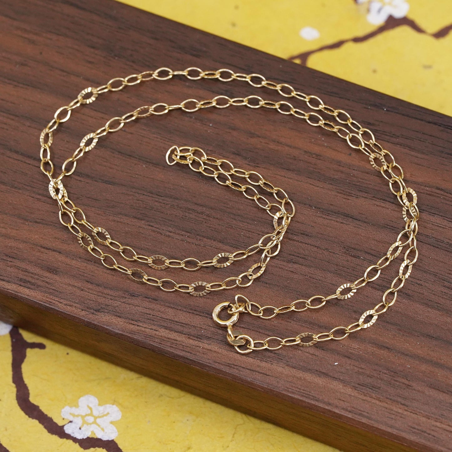 20", vermeil Sterling silver textured oval chain gold filled Italy 925 necklace