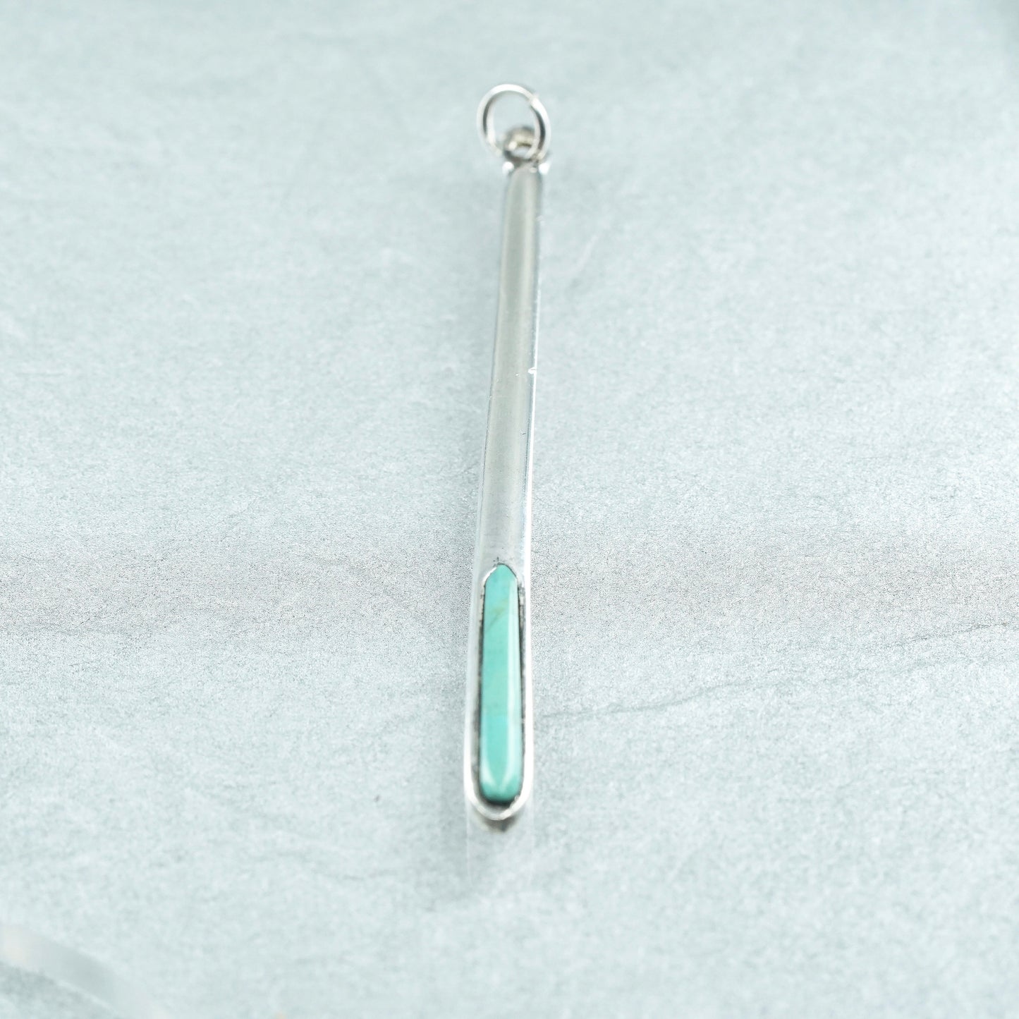Vintage Barse sterling 925 silver handmade long turquoise pendant charm
