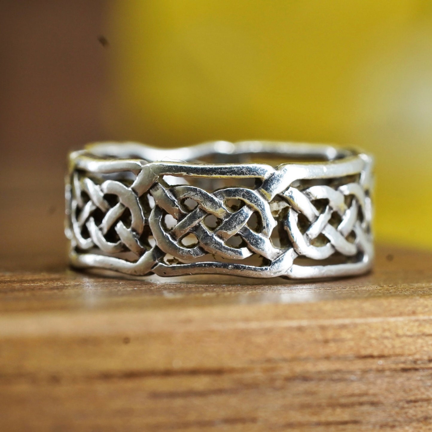 Size 5.5, vintage Sterling silver handmade ring, 925 braided woven band