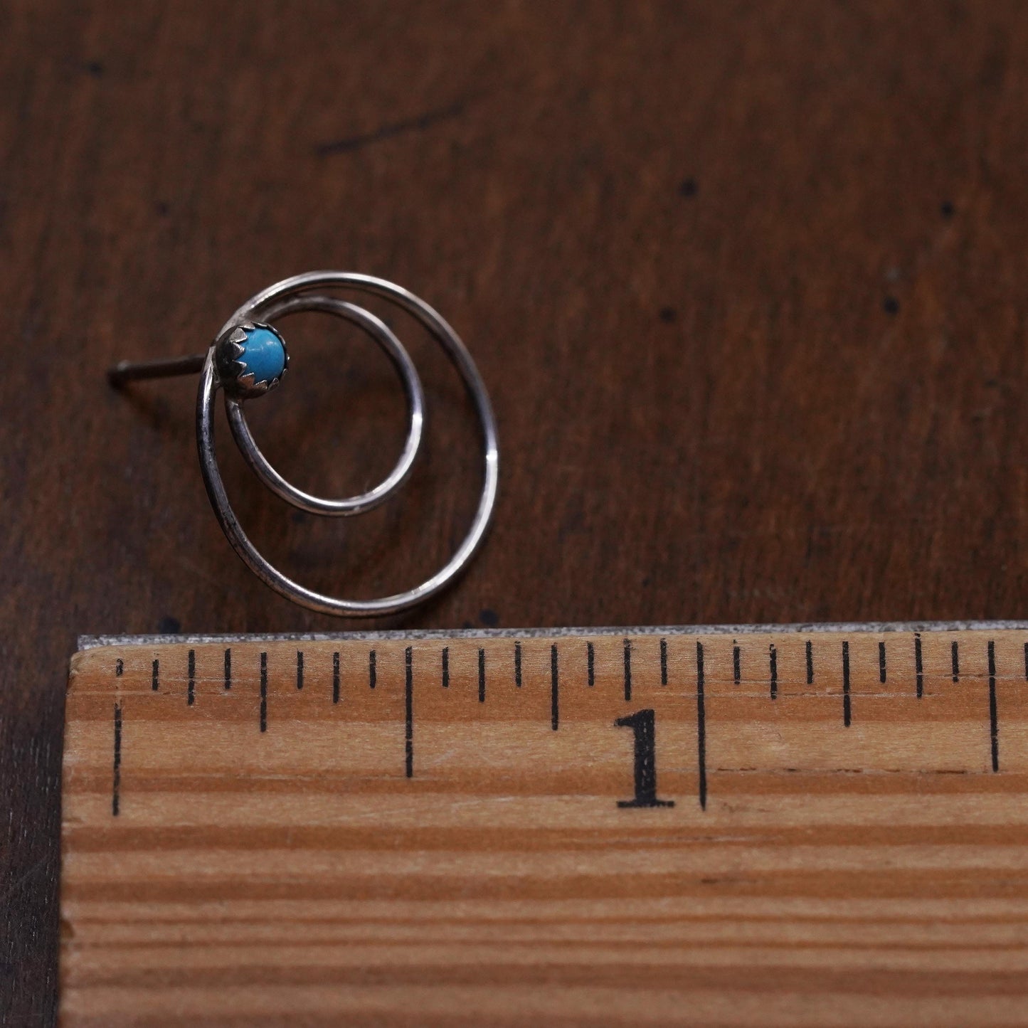 Vintage southwestern Sterling 925 silver stud with turquoise, single earring