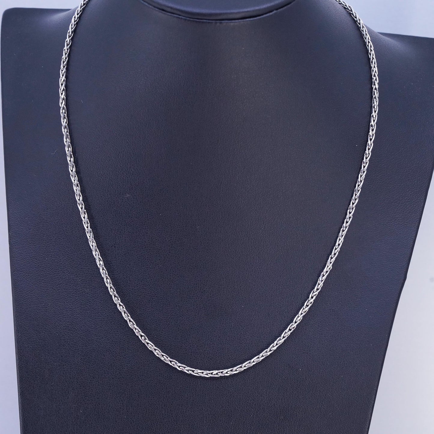 18" 3mm, vintage BA Suarti Sterling 925 silver handmade wheat chain necklace
