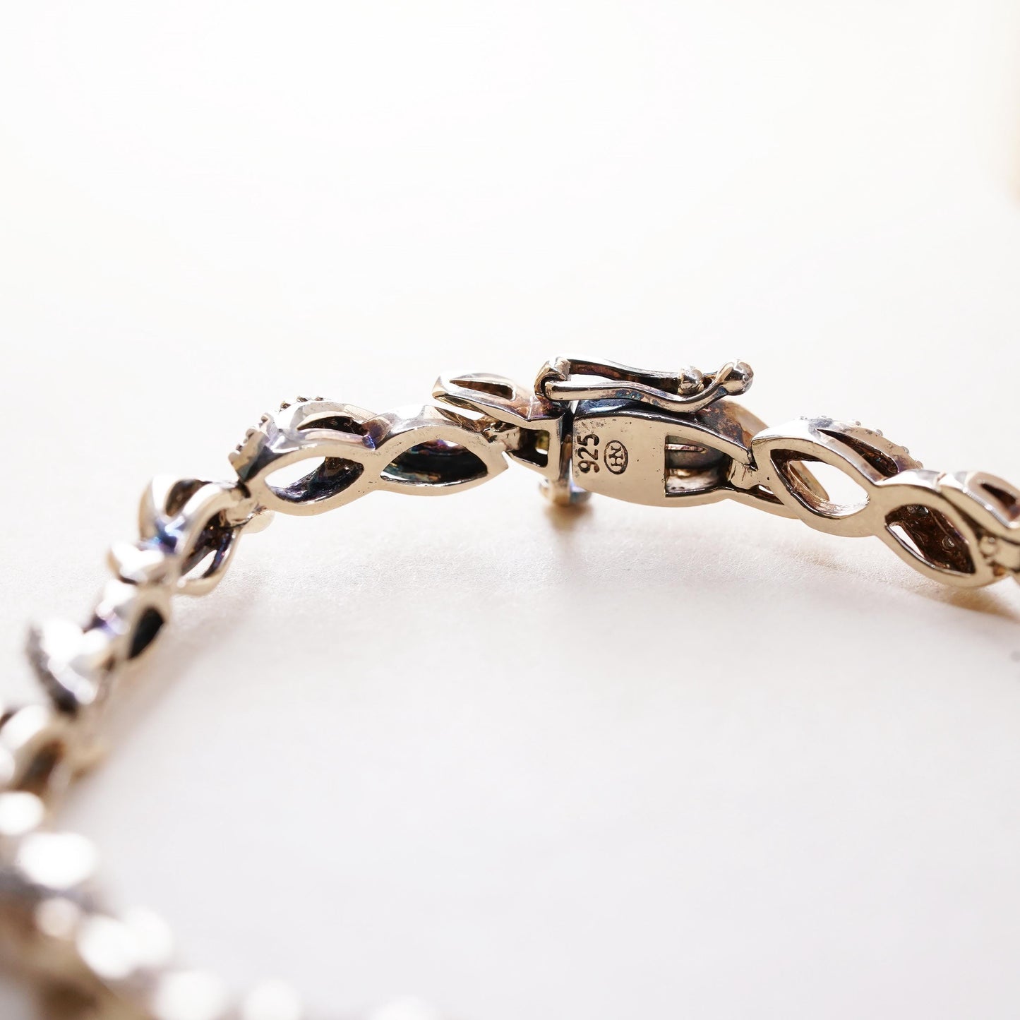 7.5”, vermeil gold sterling silver tennis bracelet, 925 twisted chain diamond