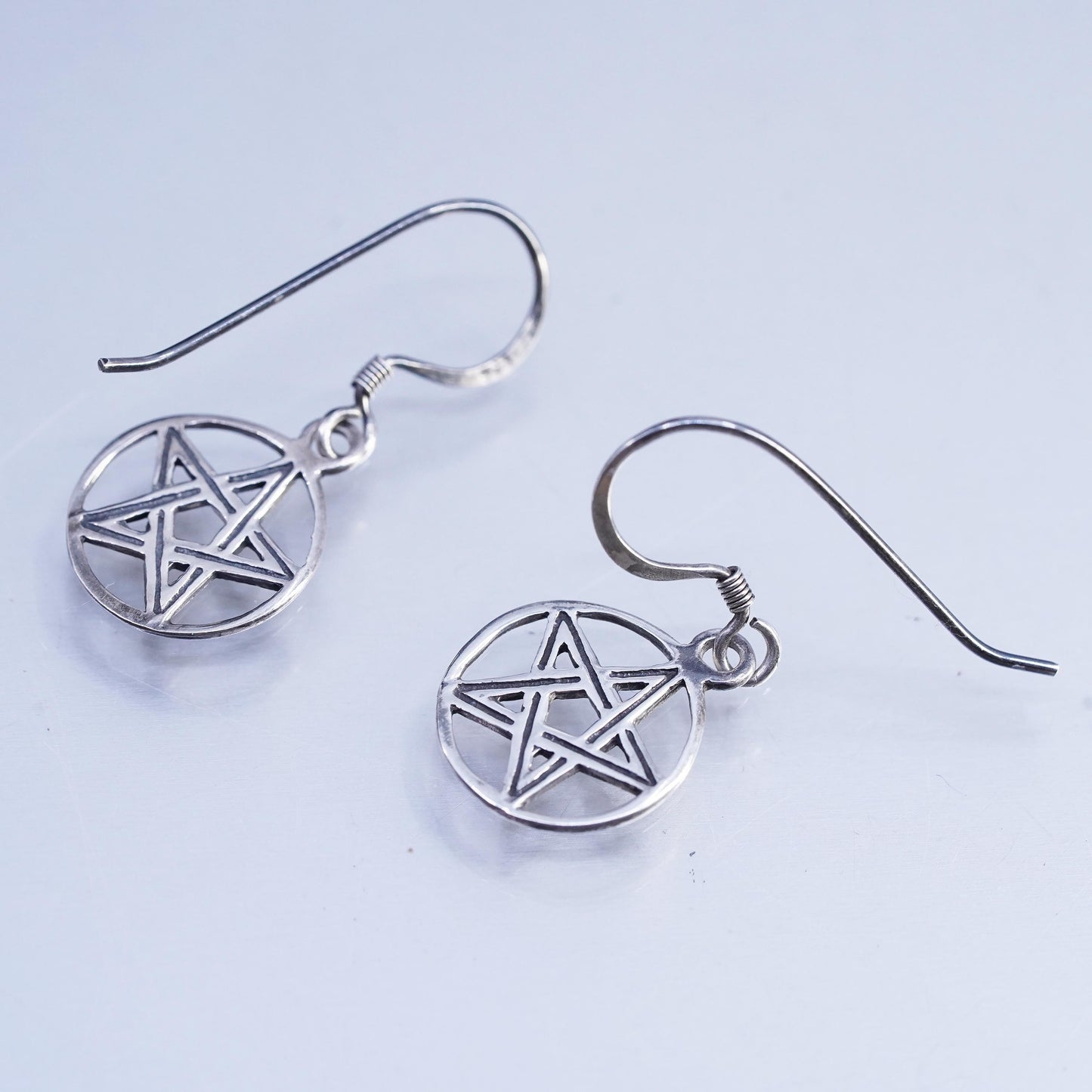 Vintae 925 Sterling Silver handmade Star Earrings, Dangles