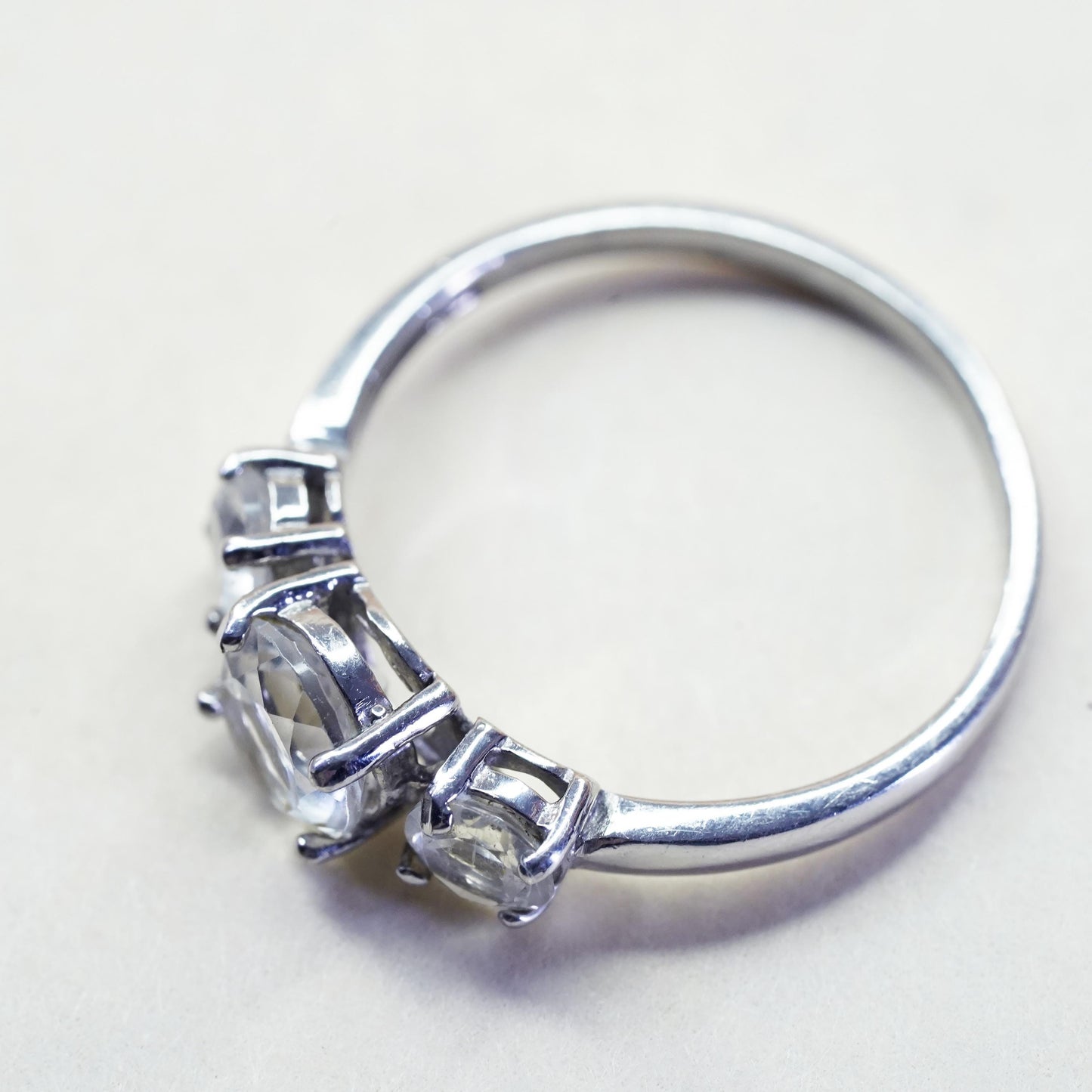 Size 6.5, Vintage sterling silver ring, 925 band with cz