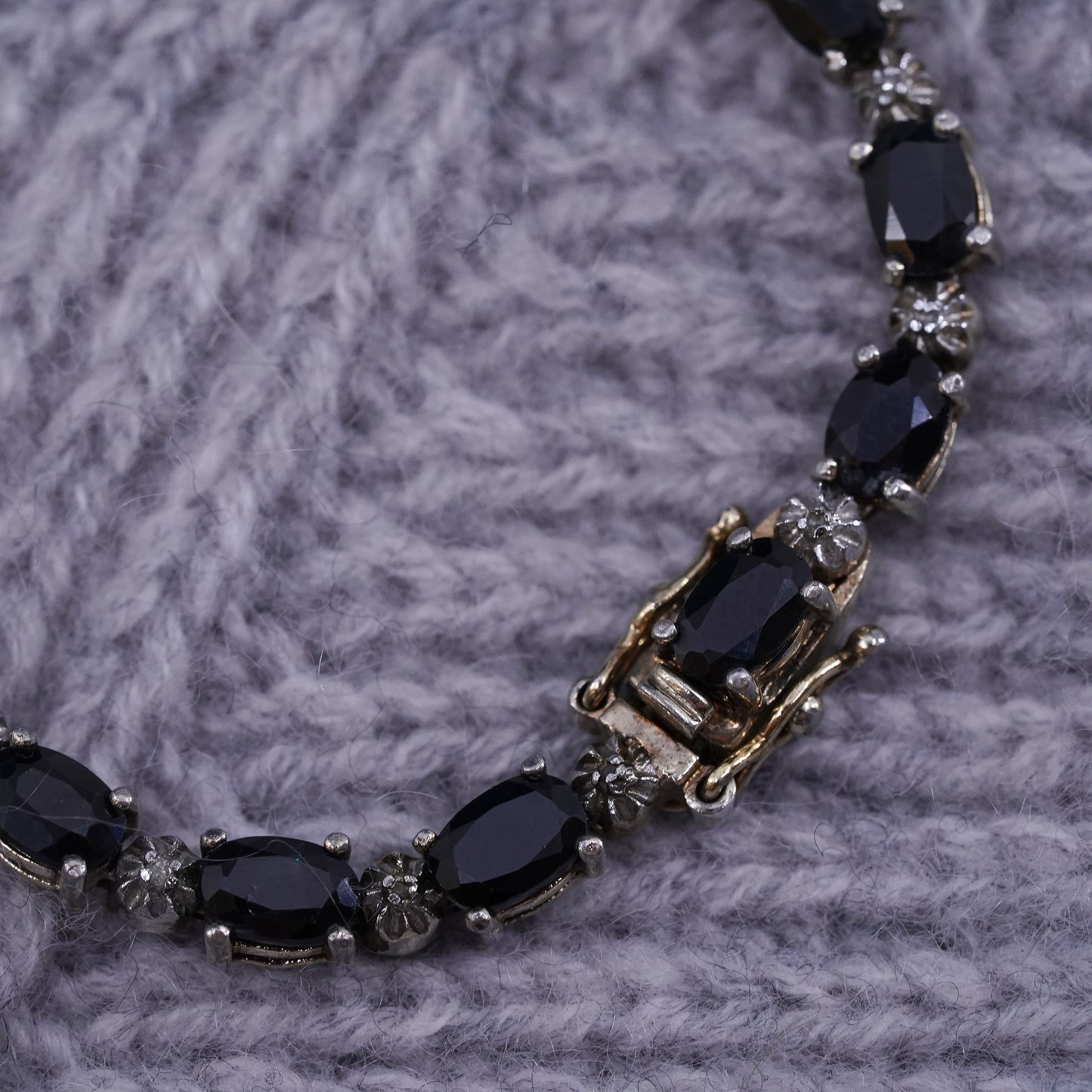 7”, vermeil gold over sterling 925 silver tennis bracelet with sapphire diamond