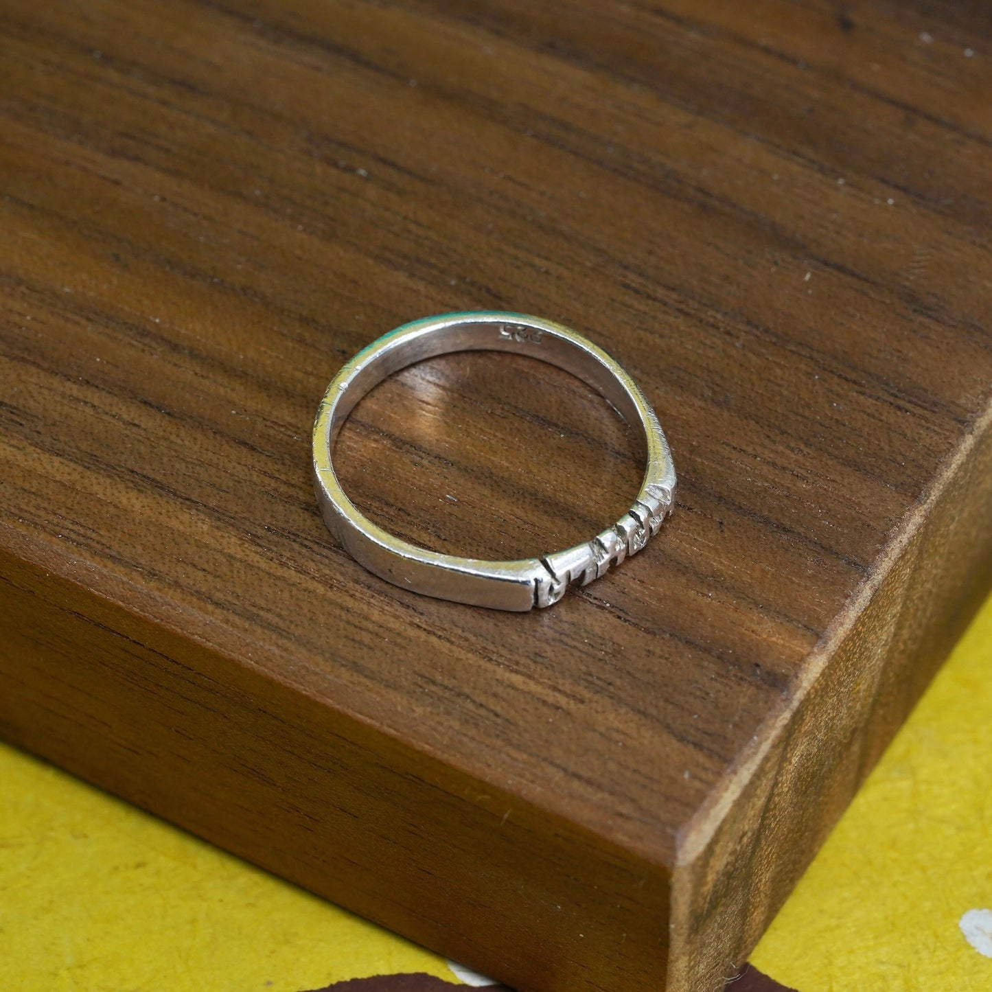 Size 7, vintage Sterling silver handmade ring, 925 name “Kayla” band, stackable