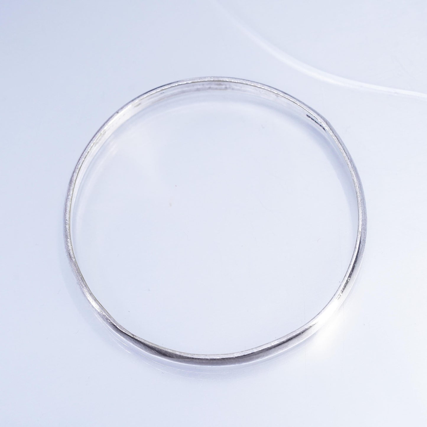 8.25”, Vintage Mexican silver tone stackable bangle bracelet