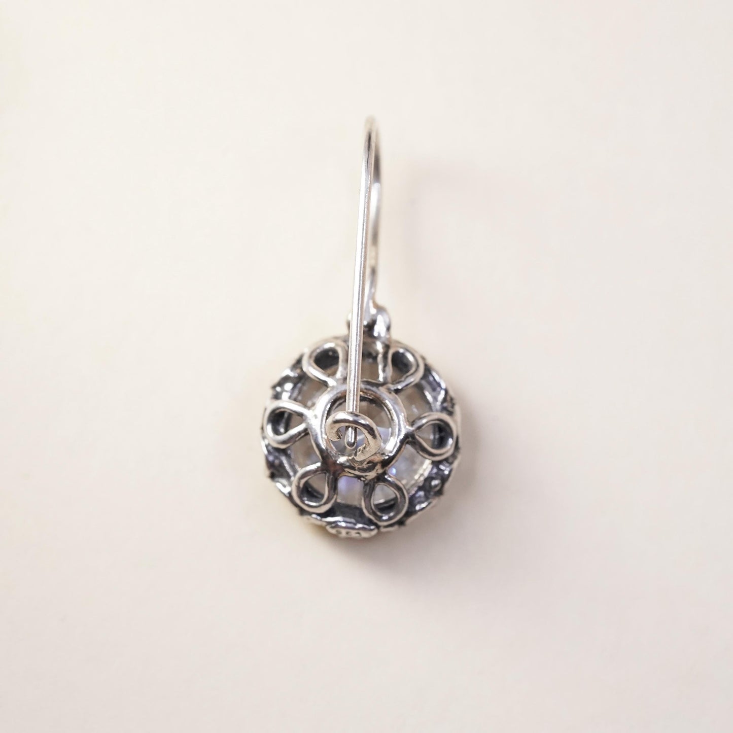 VTG Or Paz Israel “b” Modernist Sterling Silver 925 single earring circle cz